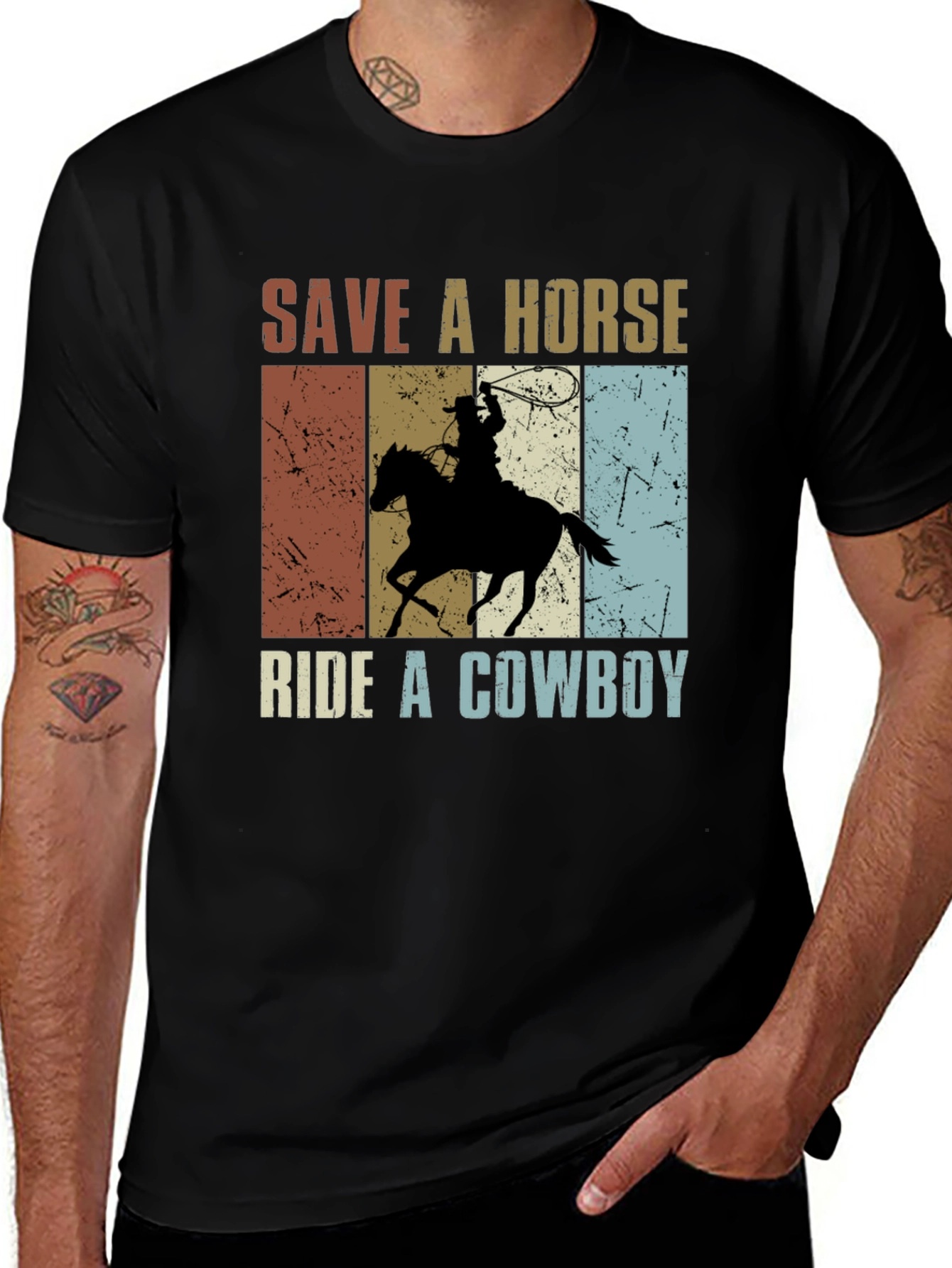 Variant 4 of Save a Horse Ride a Cowboy Black T-Shirt