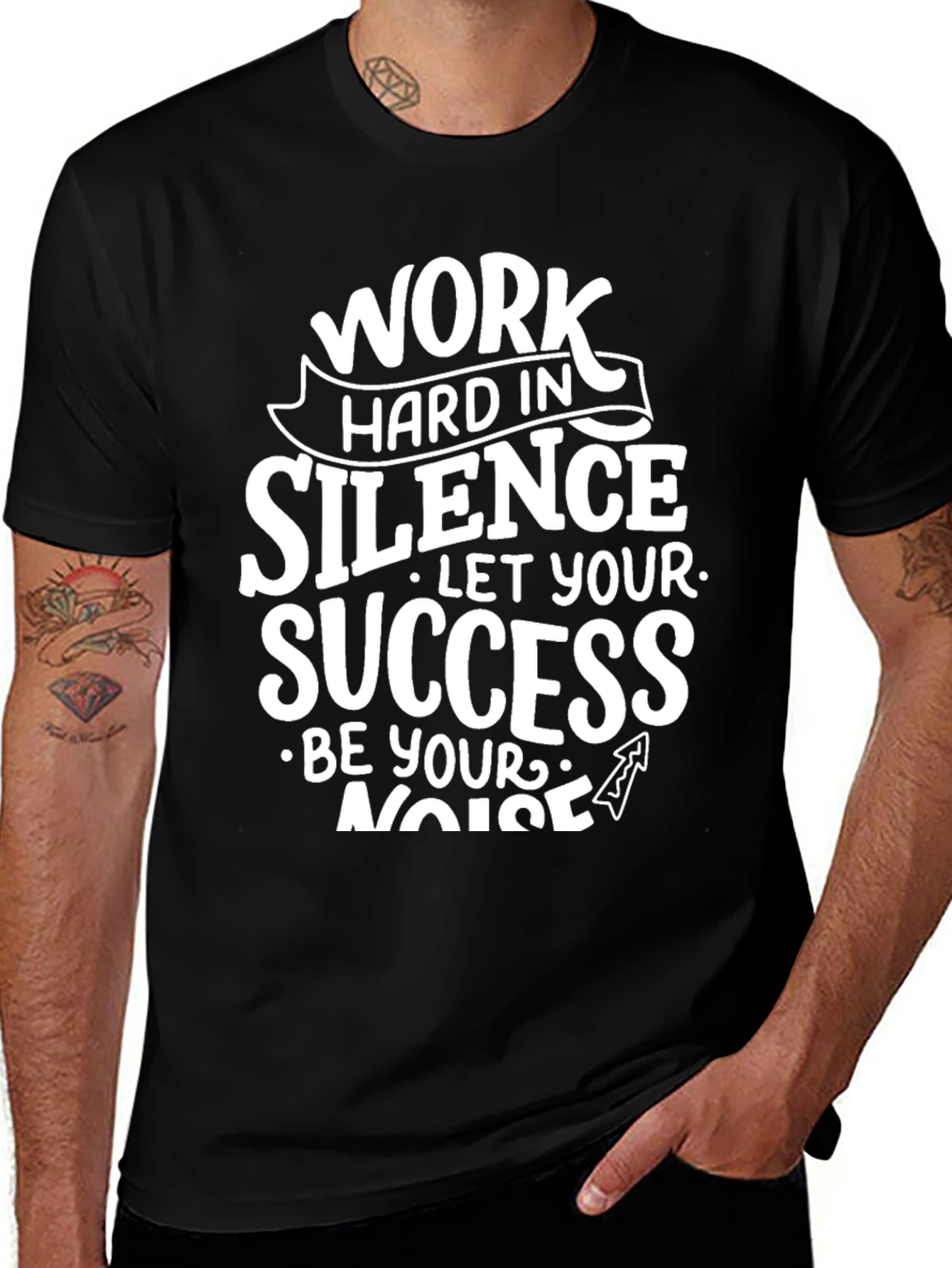 Variant 10 of Work Hard in Silence Graphic Tee - Black