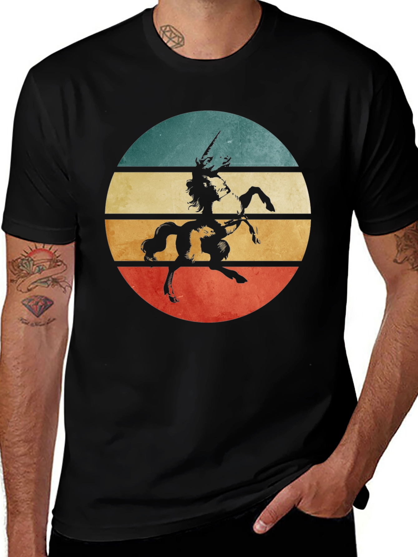 Variant 13 of Retro Unicorn Graphic Tee - Black