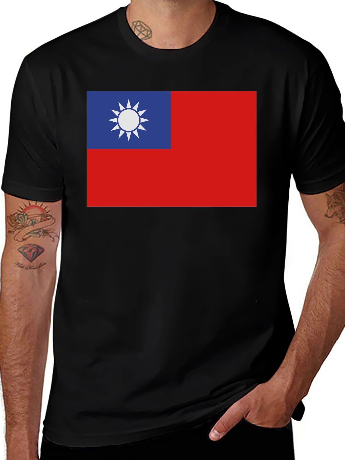 Taiwan Flag Graphic T-Shirt - Black
