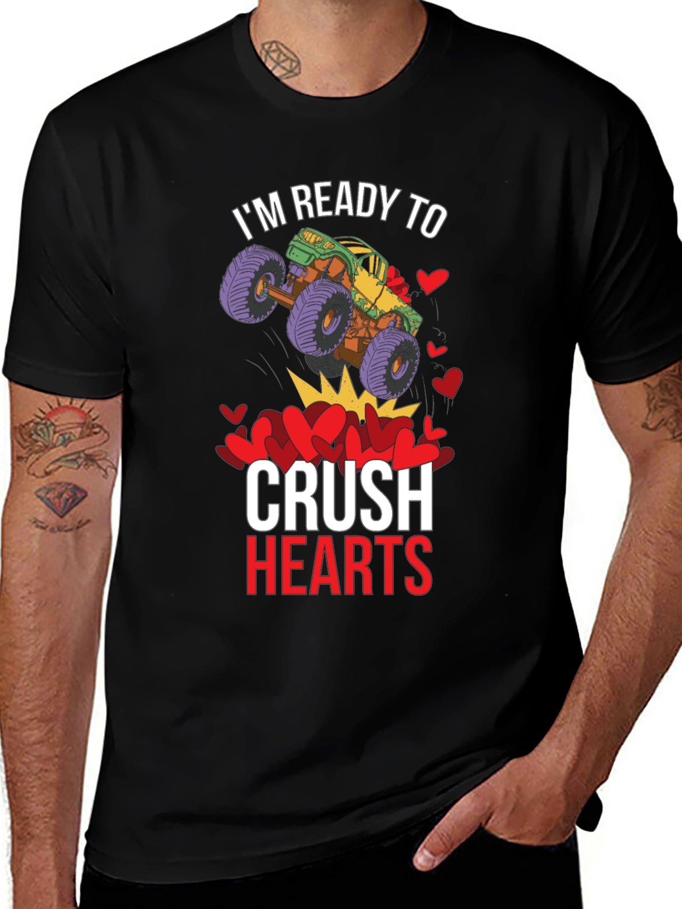 Black Ready to Crush Hearts Monster Truck T-Shirt main image