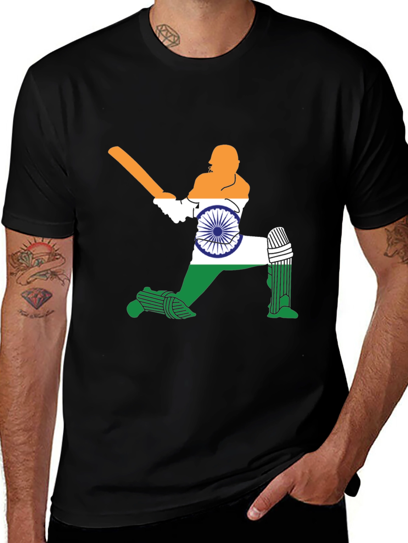 Variant 2 of Cricket Player India Flag Graphic Tee