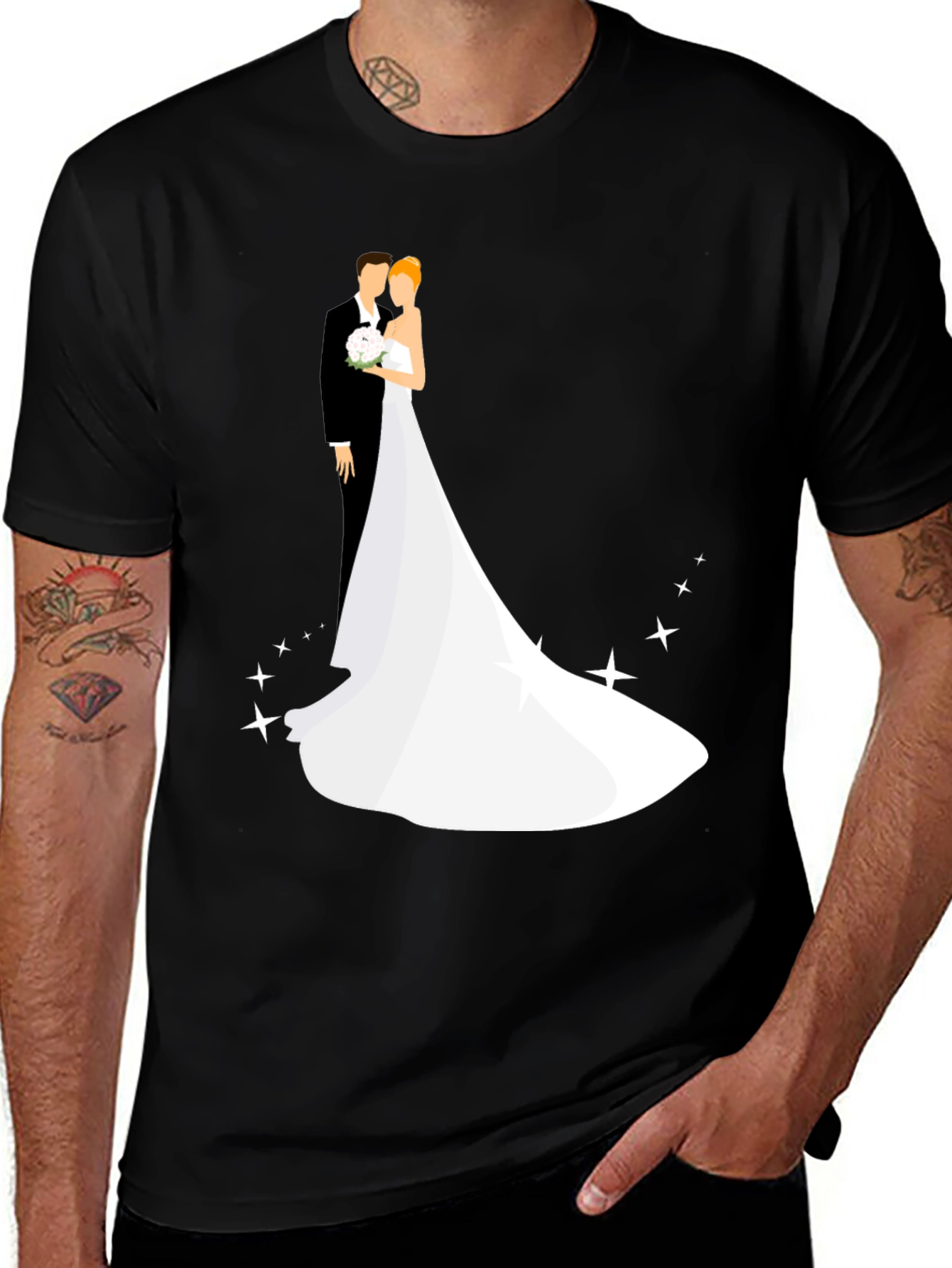 Variant 16 of Wedding Couple Graphic Black T-Shirt