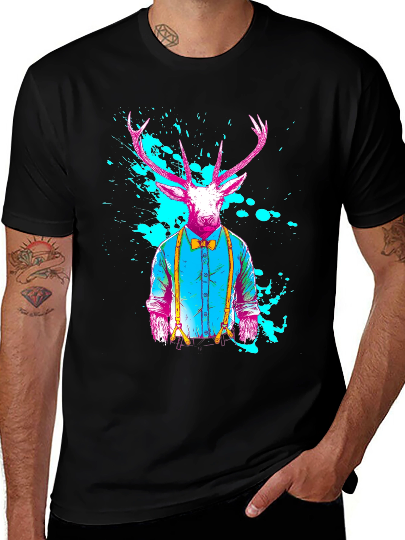 Variant 13 of Deer in Bow Tie Graphic Tee - Cool Novelty Shirt