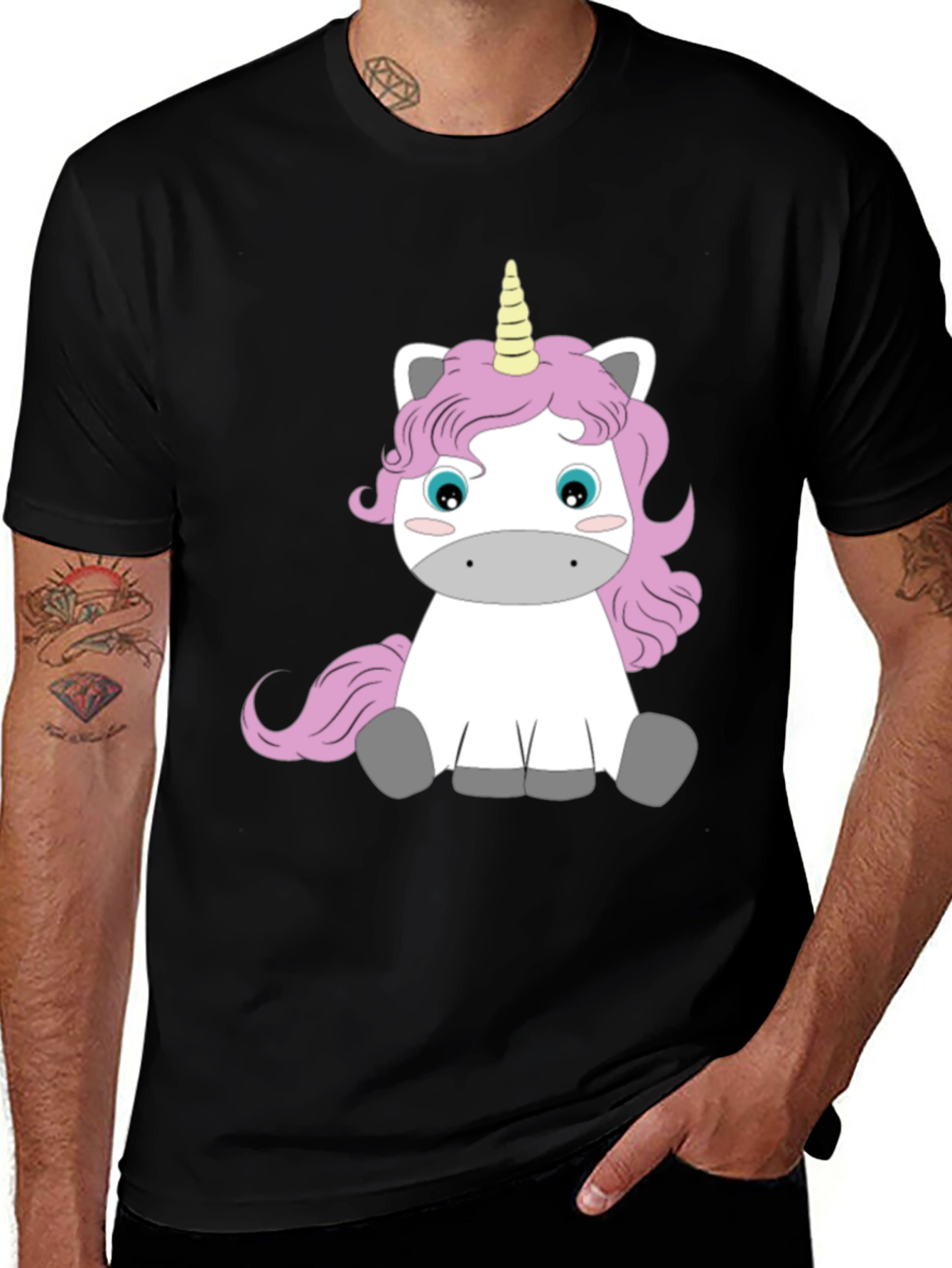 Black Unicorn Graphic Tee - Black Cotton Blend main image