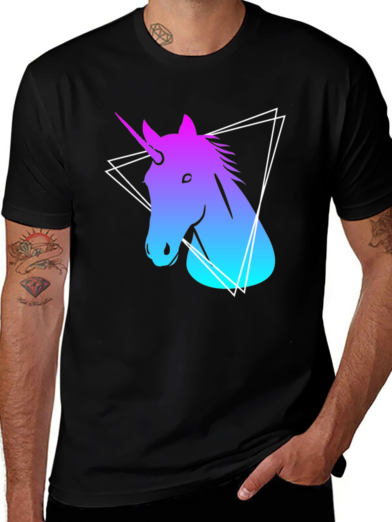 Variant 24 of Unicorn Graphic T-Shirt - Black - Gradient Design