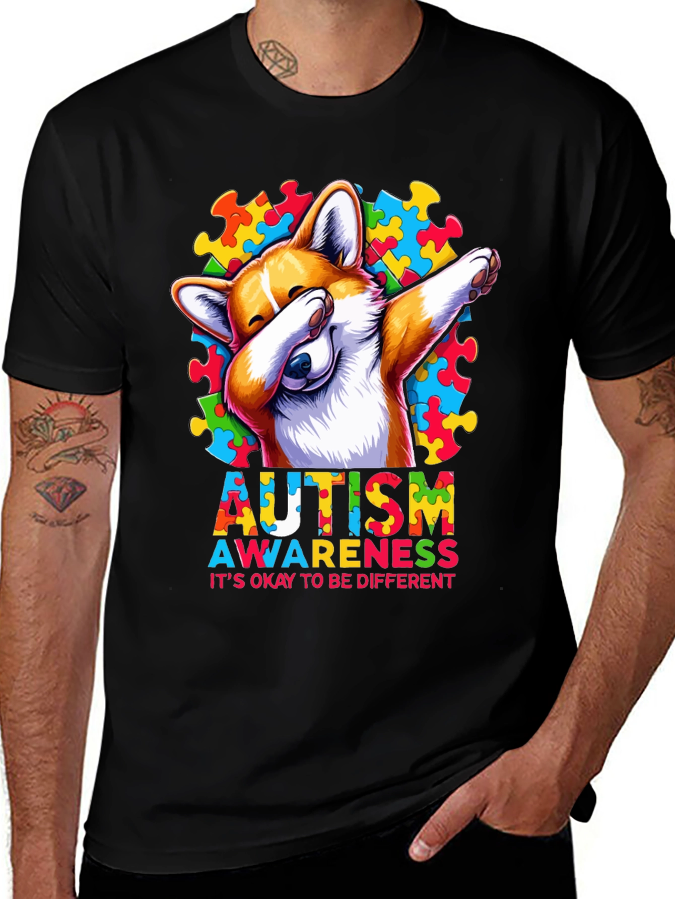 Variant 22 of Autism Awareness Corgi Dab T-Shirt