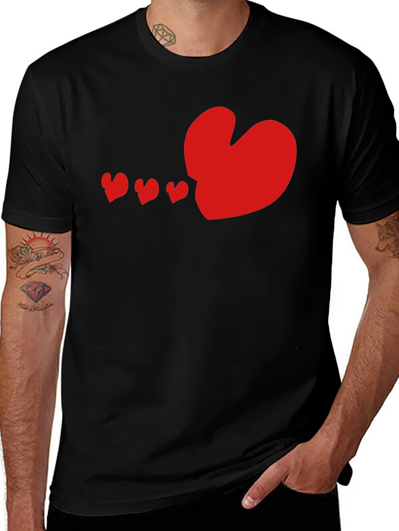 Variant 24 of Heart Print Black T-Shirt