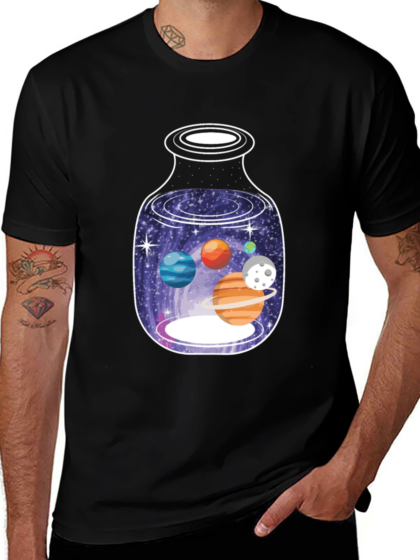 Variant 2 of Cosmic Jar T-Shirt - Planets in a Bottle