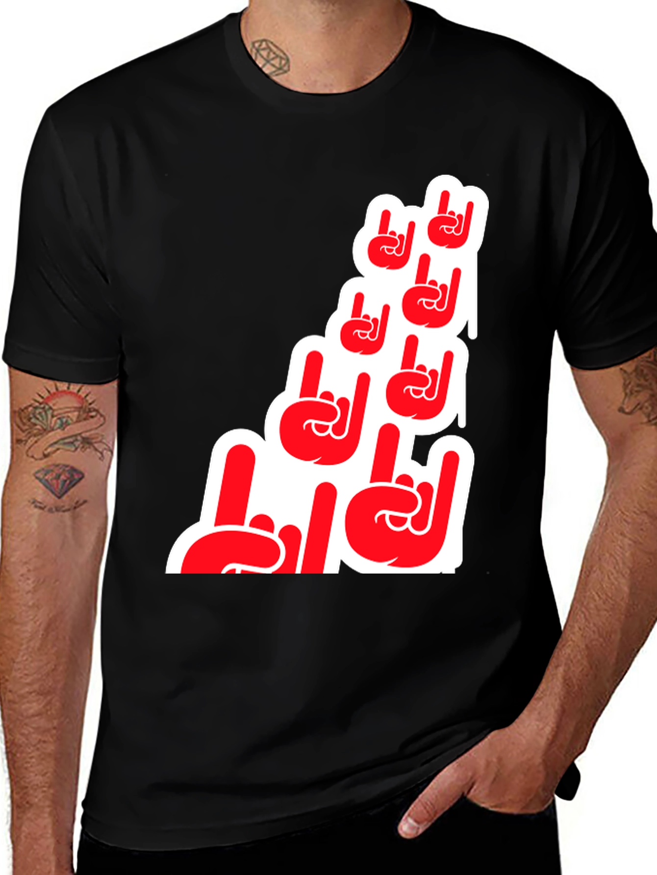 Variant 16 of Rock On Hand Graphic T-Shirt - Black