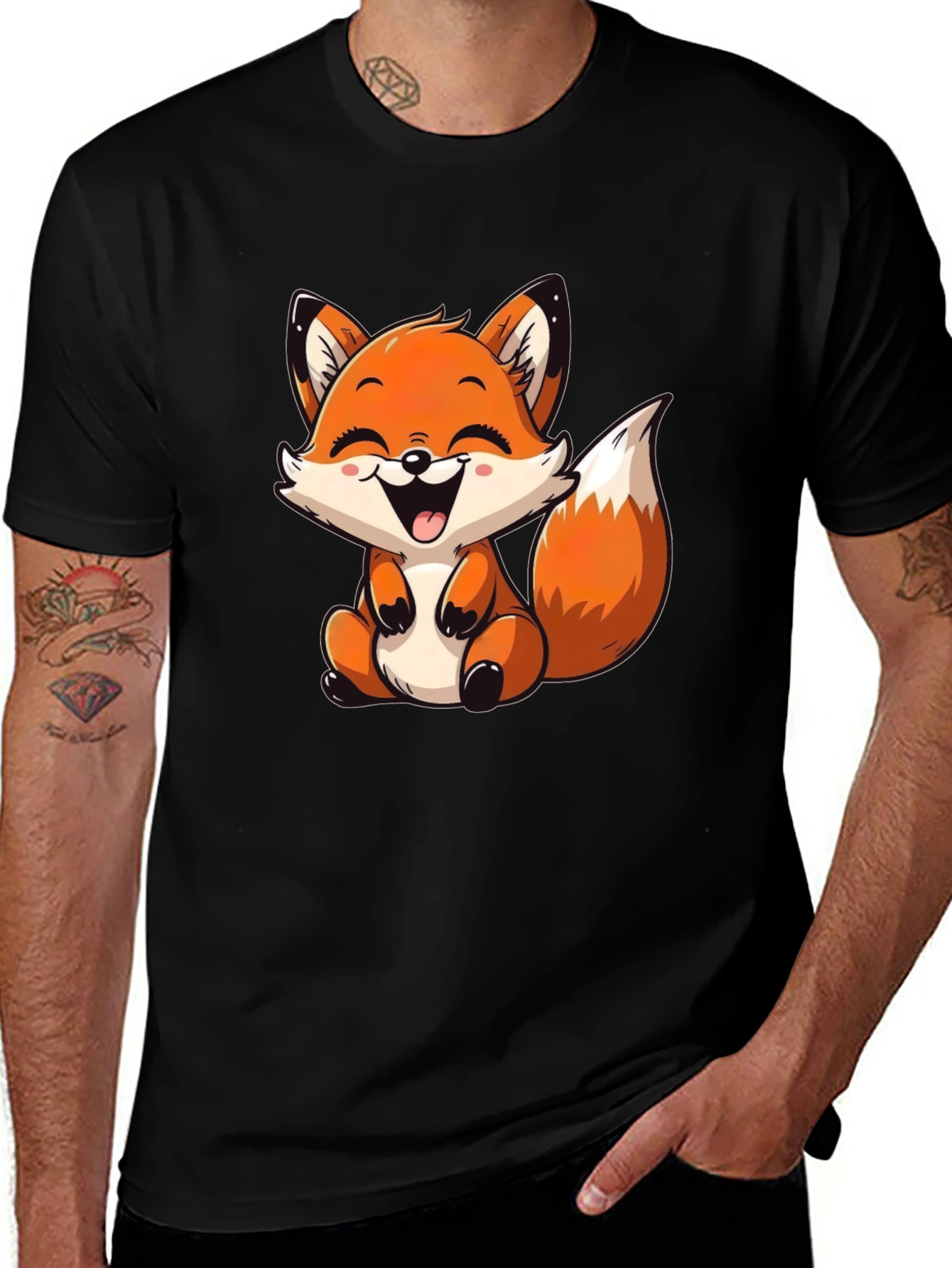 Variant 14 of Cute Fox Graphic Tee - Unisex Black T-Shirt