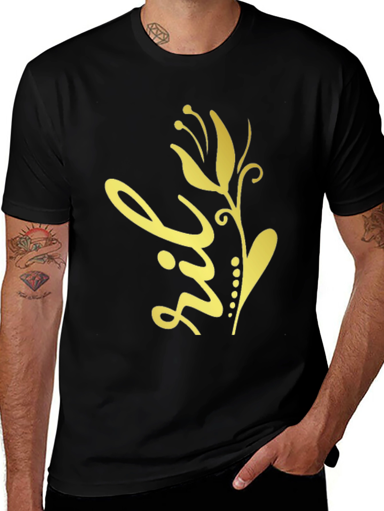 Variant 14 of Floral Design Black T-Shirt