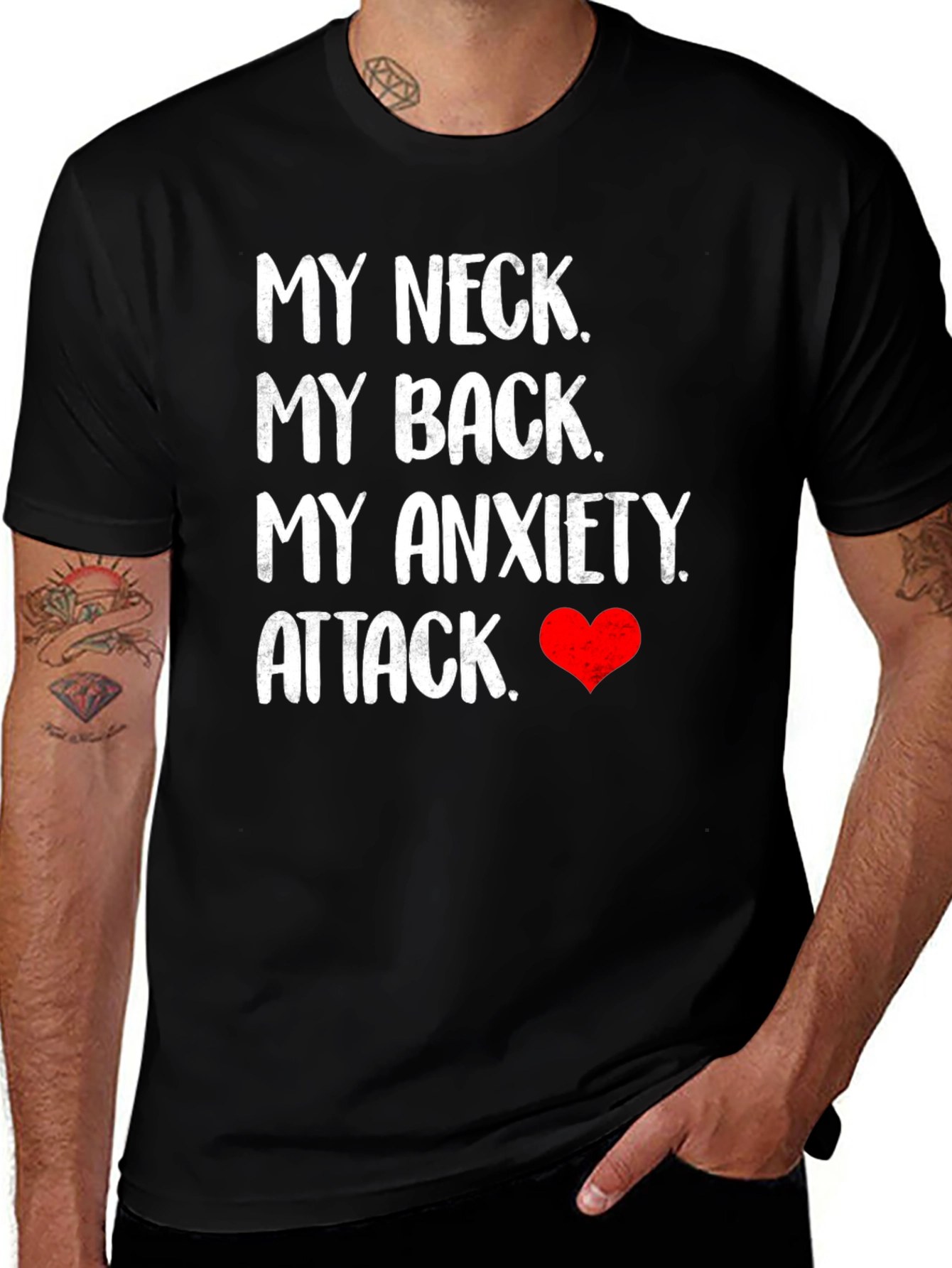 Variant 10 of My Neck My Back Tee - Anxiety Attack Heart T-Shirt