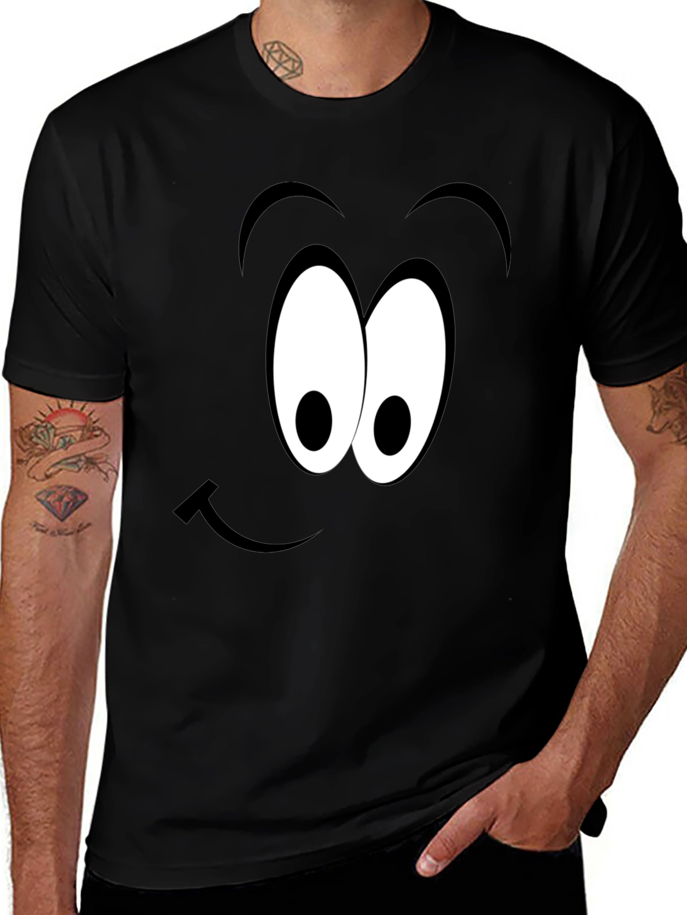 Variant 16 of Funny Cartoon Face Black T-Shirt