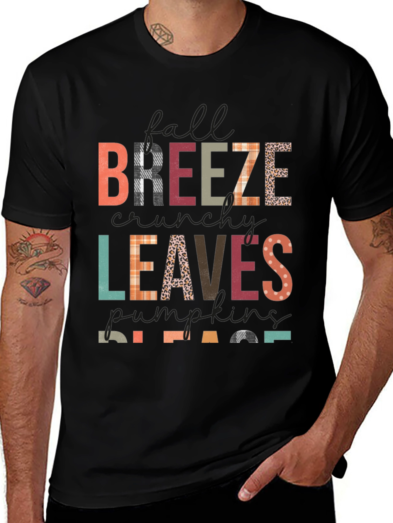 Variant 9 of Fall Breeze Leaves Pumpkins Please Graphic Tee