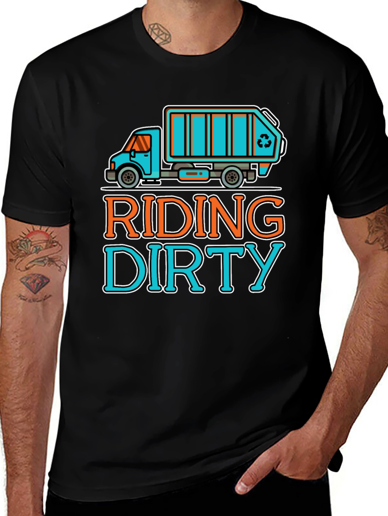 Variant 26 of Riding Dirty Garbage Truck Men's Graphic Tee