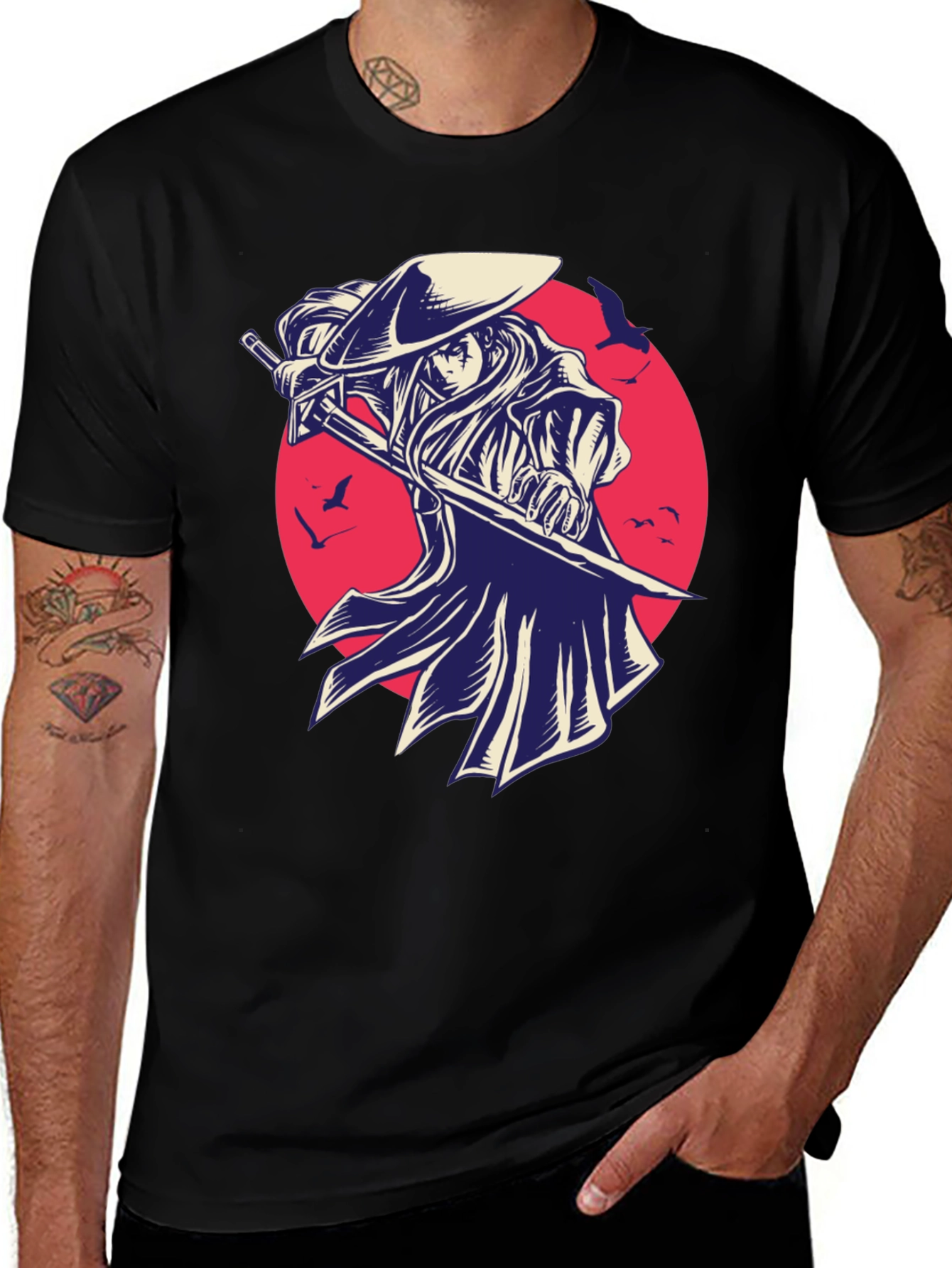 Variant 3 of Samurai Graphic Tee - Black Cotton T-Shirt