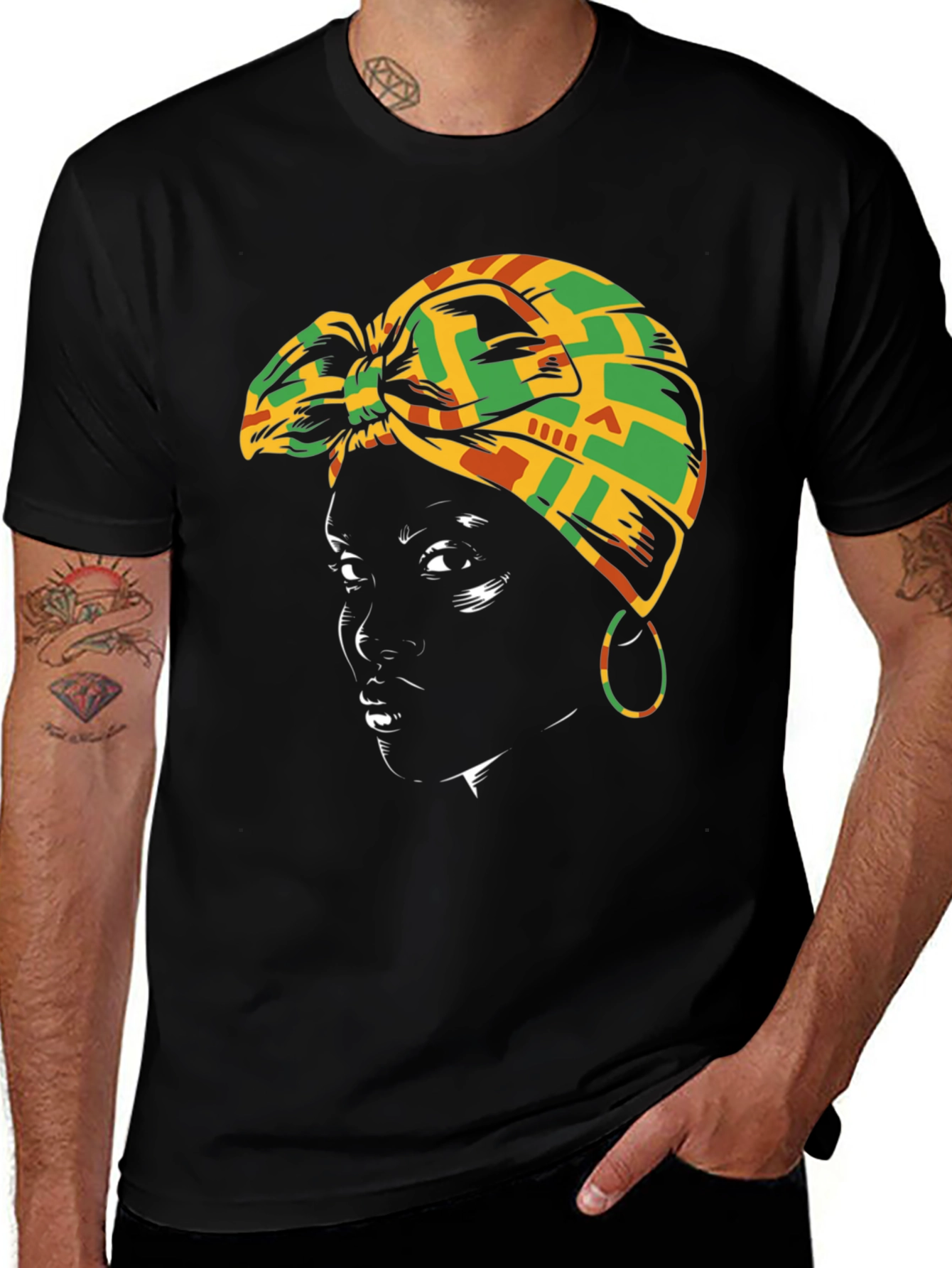 Variant 8 of Black Woman Head Wrap T-Shirt