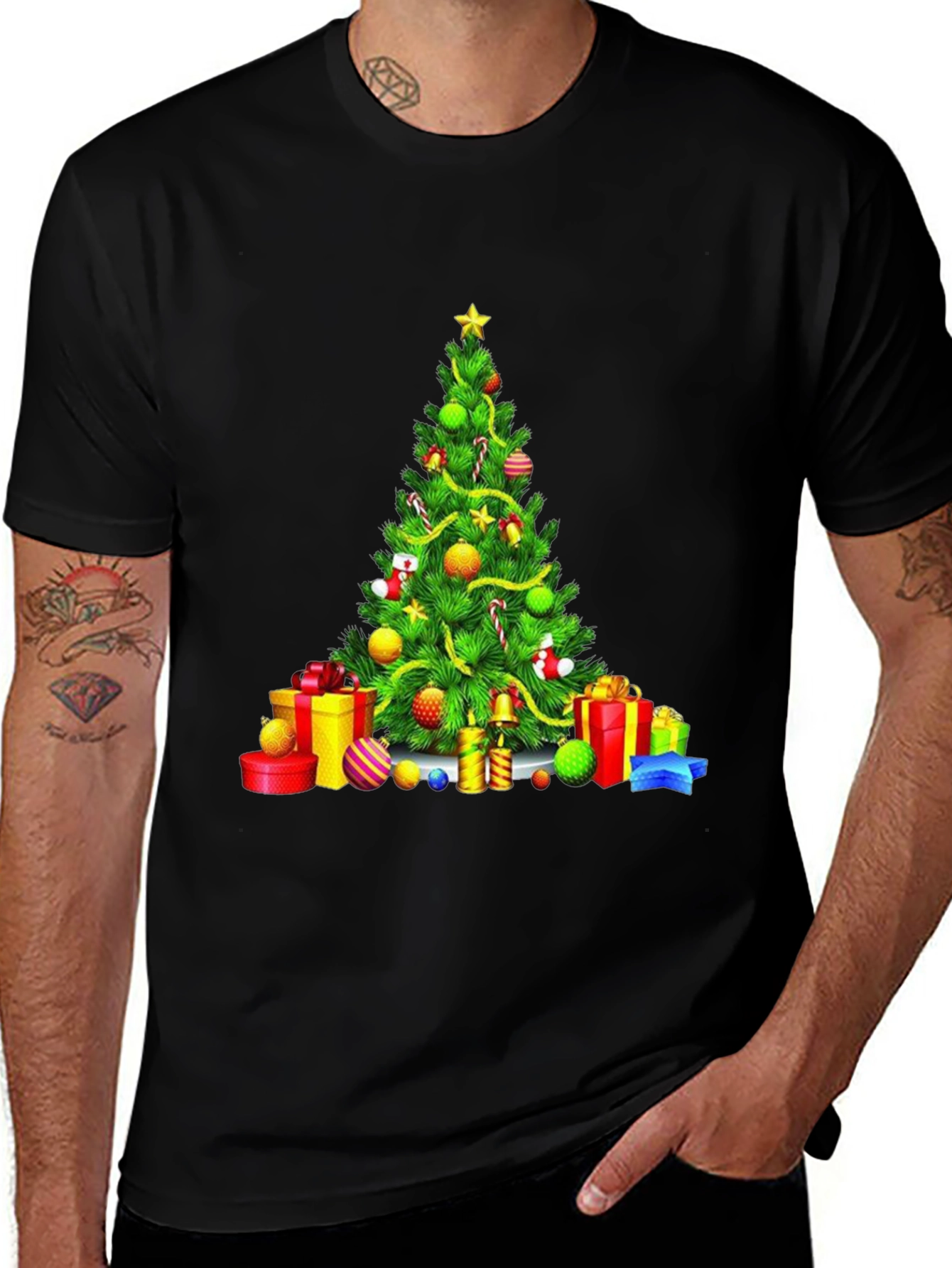 Festive Christmas Tree Graphic Tee - Holiday Apparel