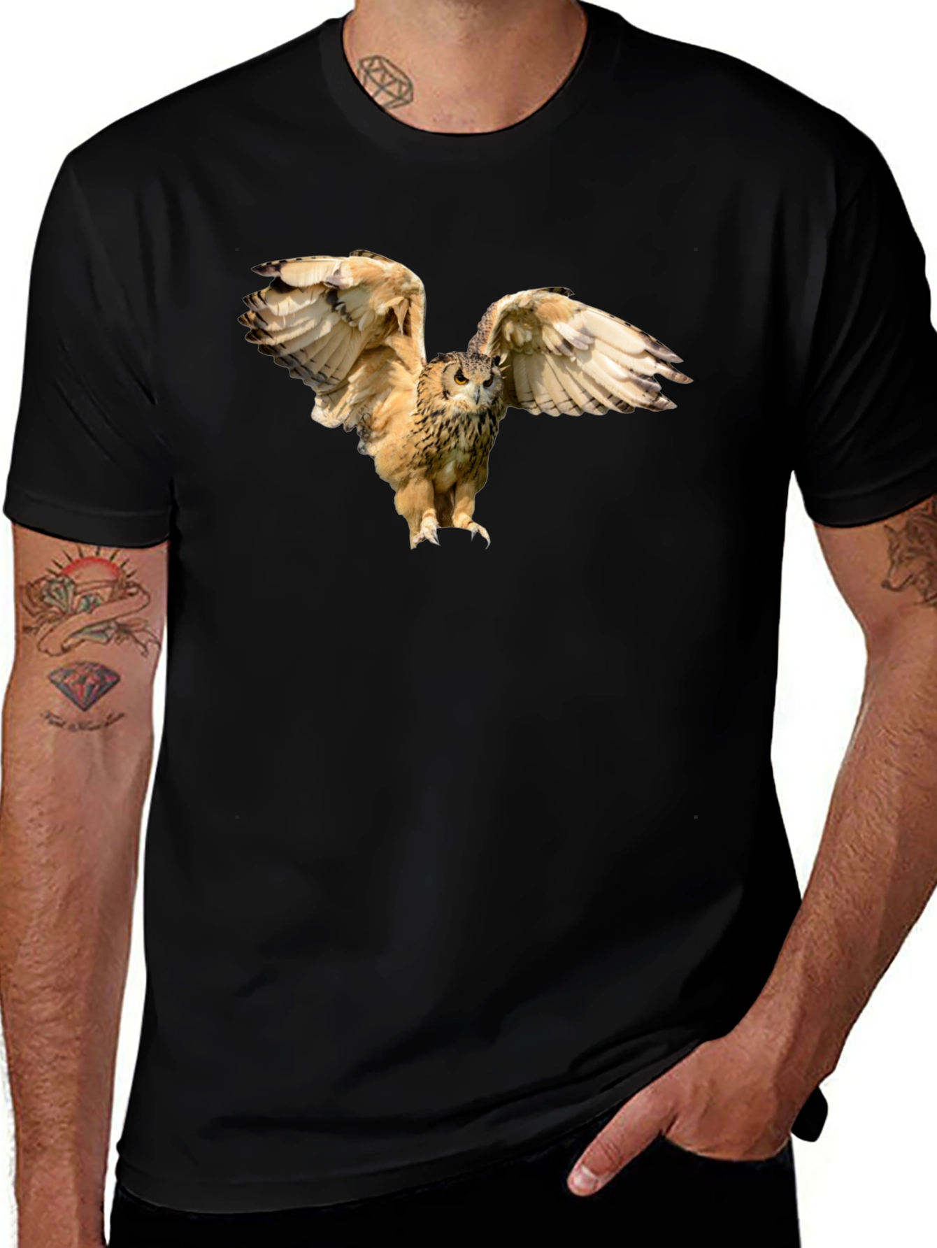 Variant 23 of Owl Graphic Black T-Shirt