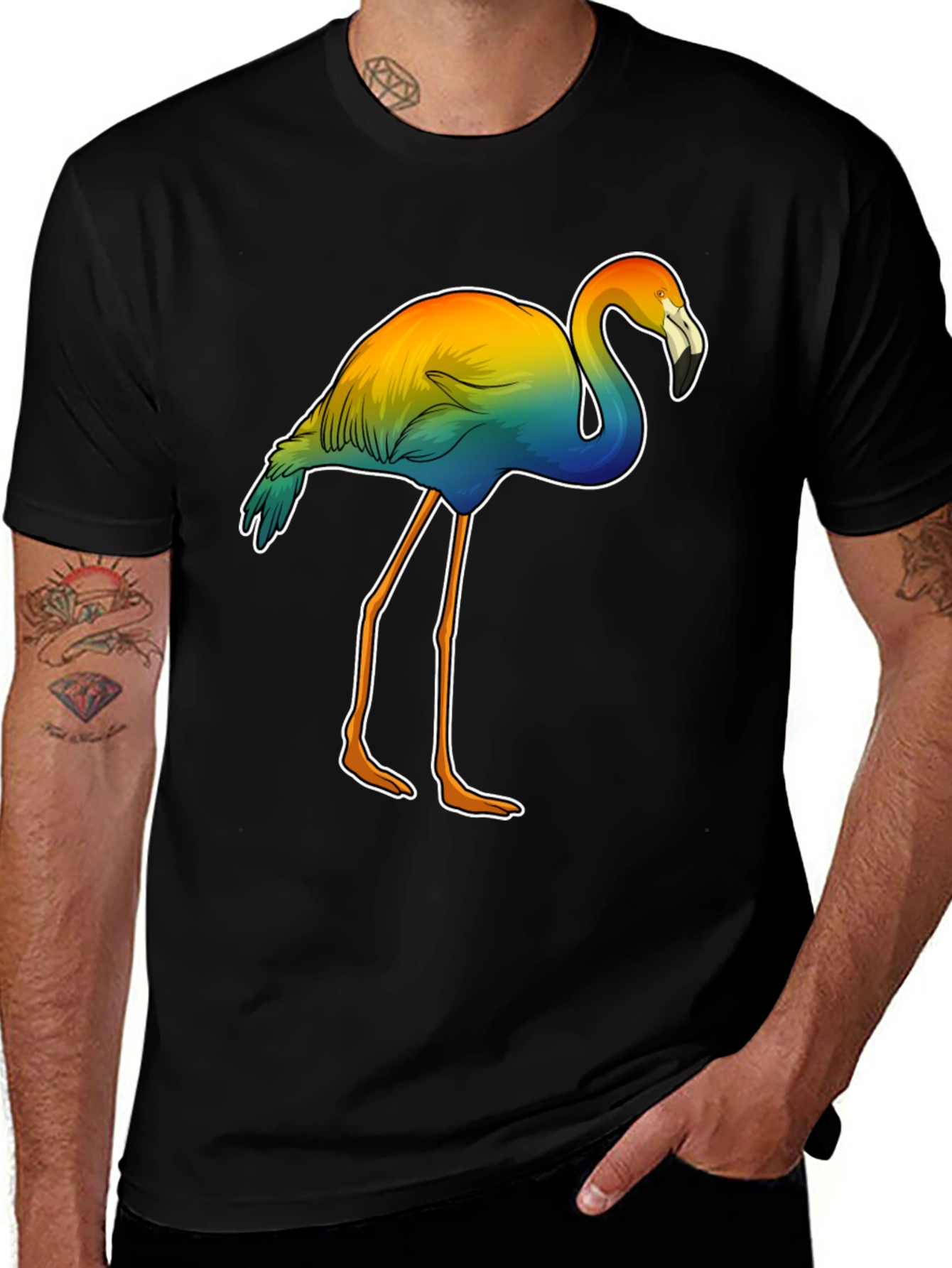 Variant 17 of Rainbow Flamingo Graphic Tee - Stylish and Fun!