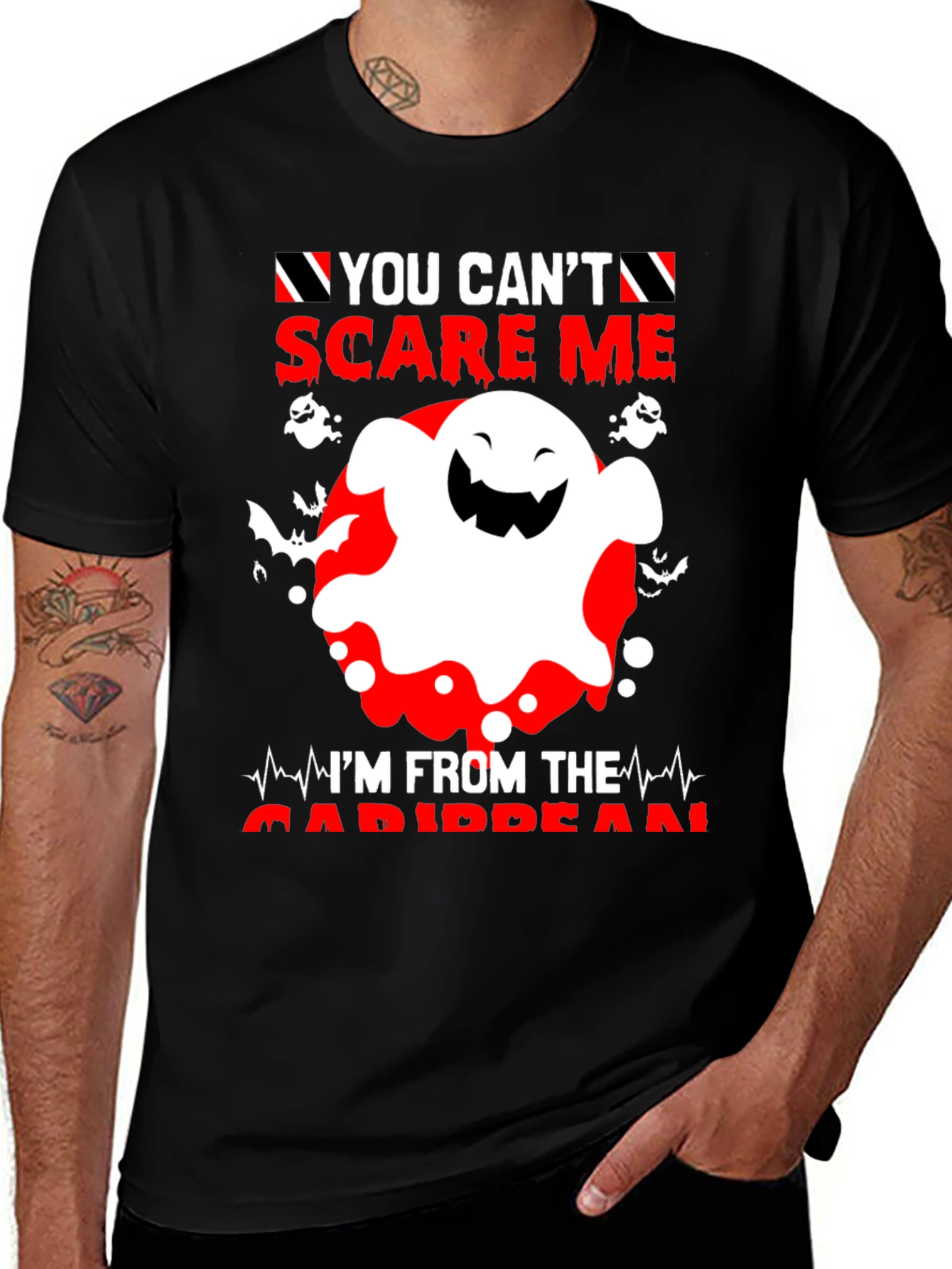 You Can't Scare Me Caribbean Halloween Ghost T-Shirt