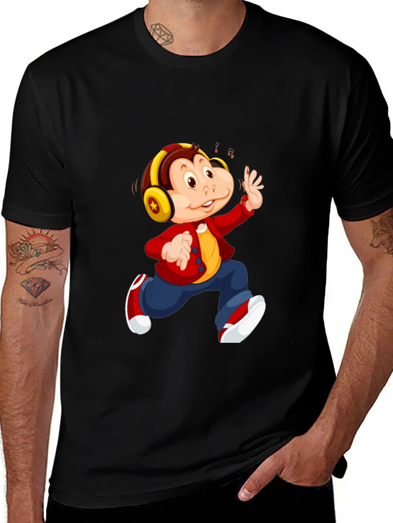 Variant 29 of Cartoon Monkey Black T-Shirt
