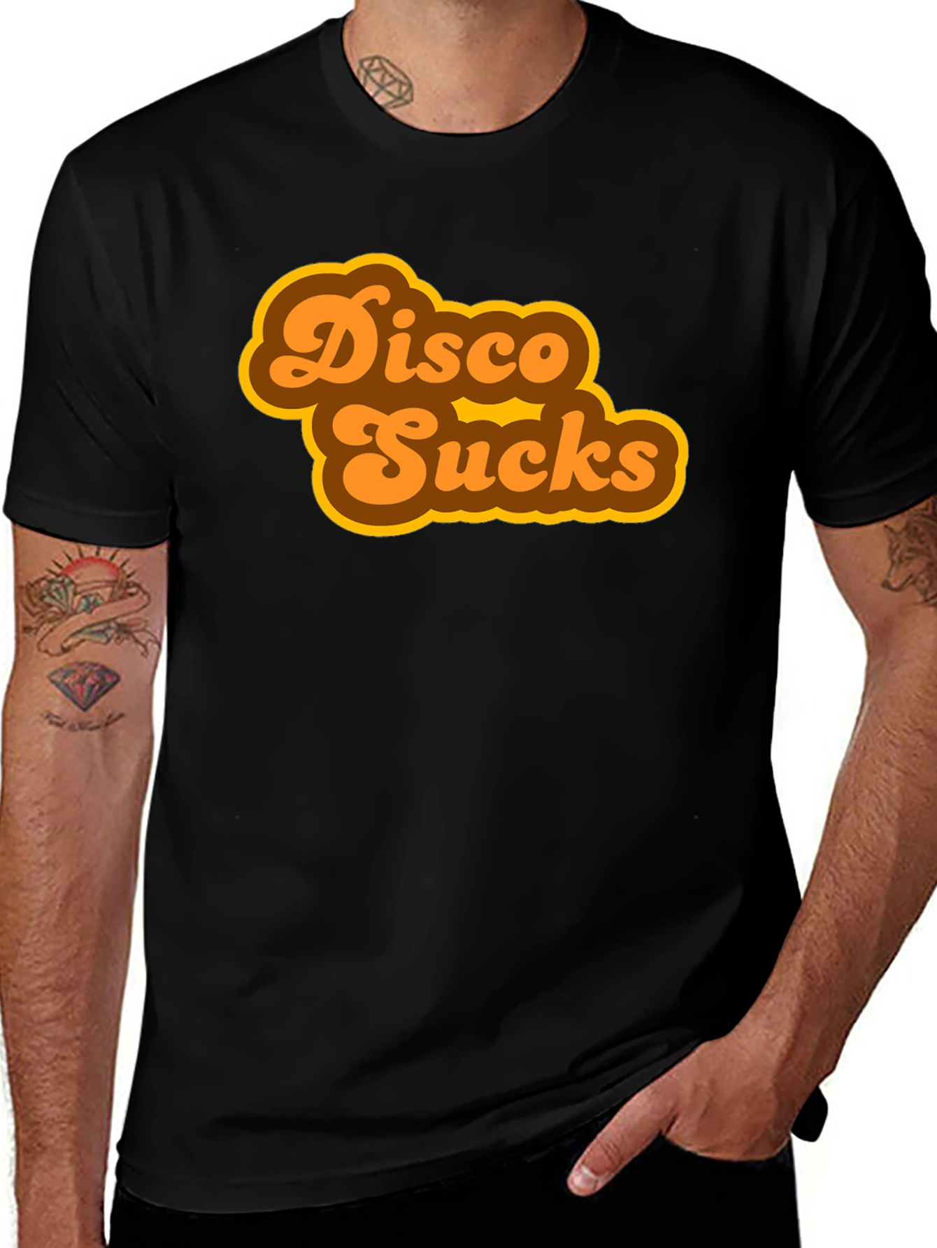 Variant 25 of Disco Sucks Retro Style Black T-Shirt