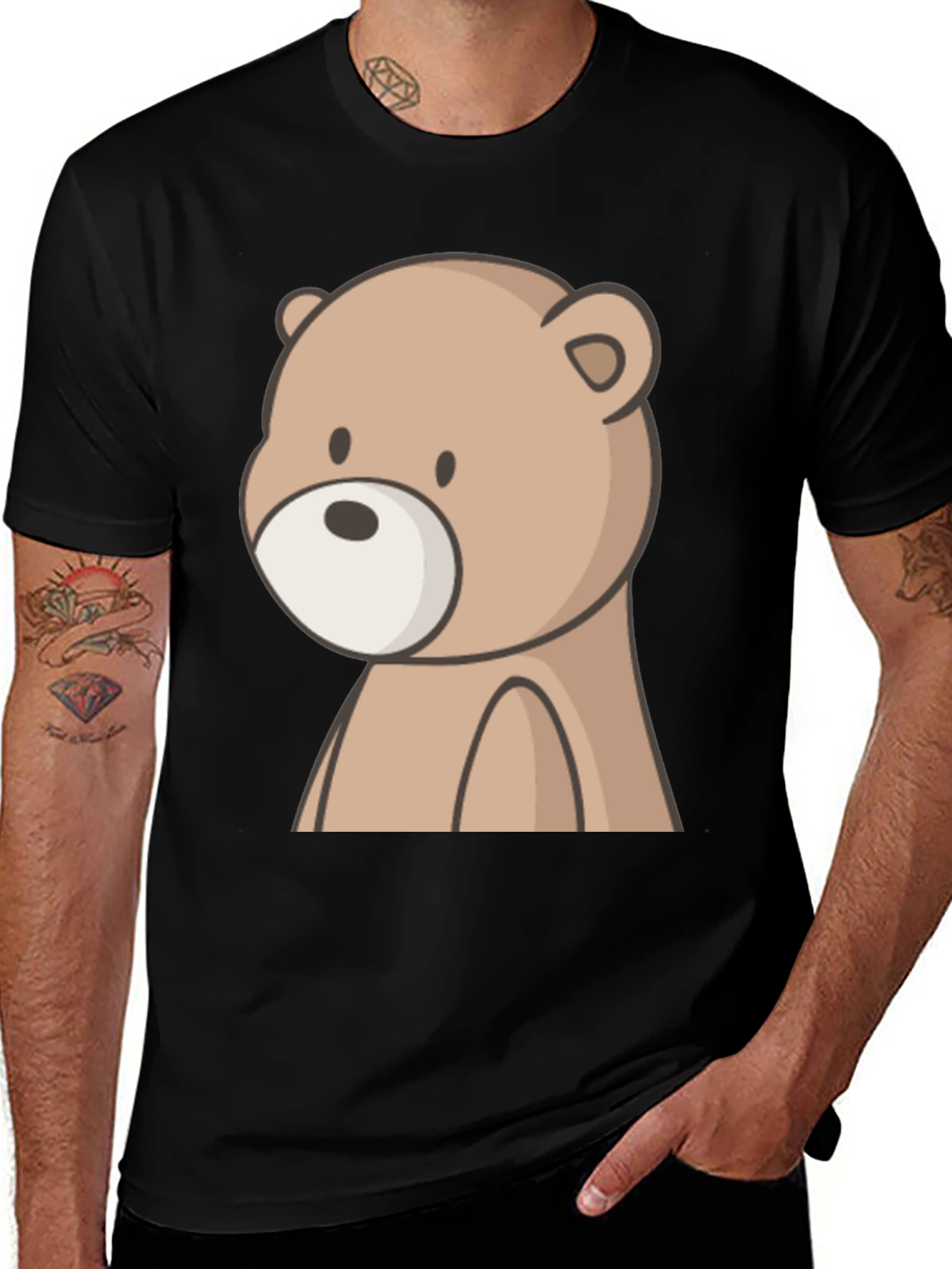 Variant 27 of Cute Bear Graphic Black T-Shirt