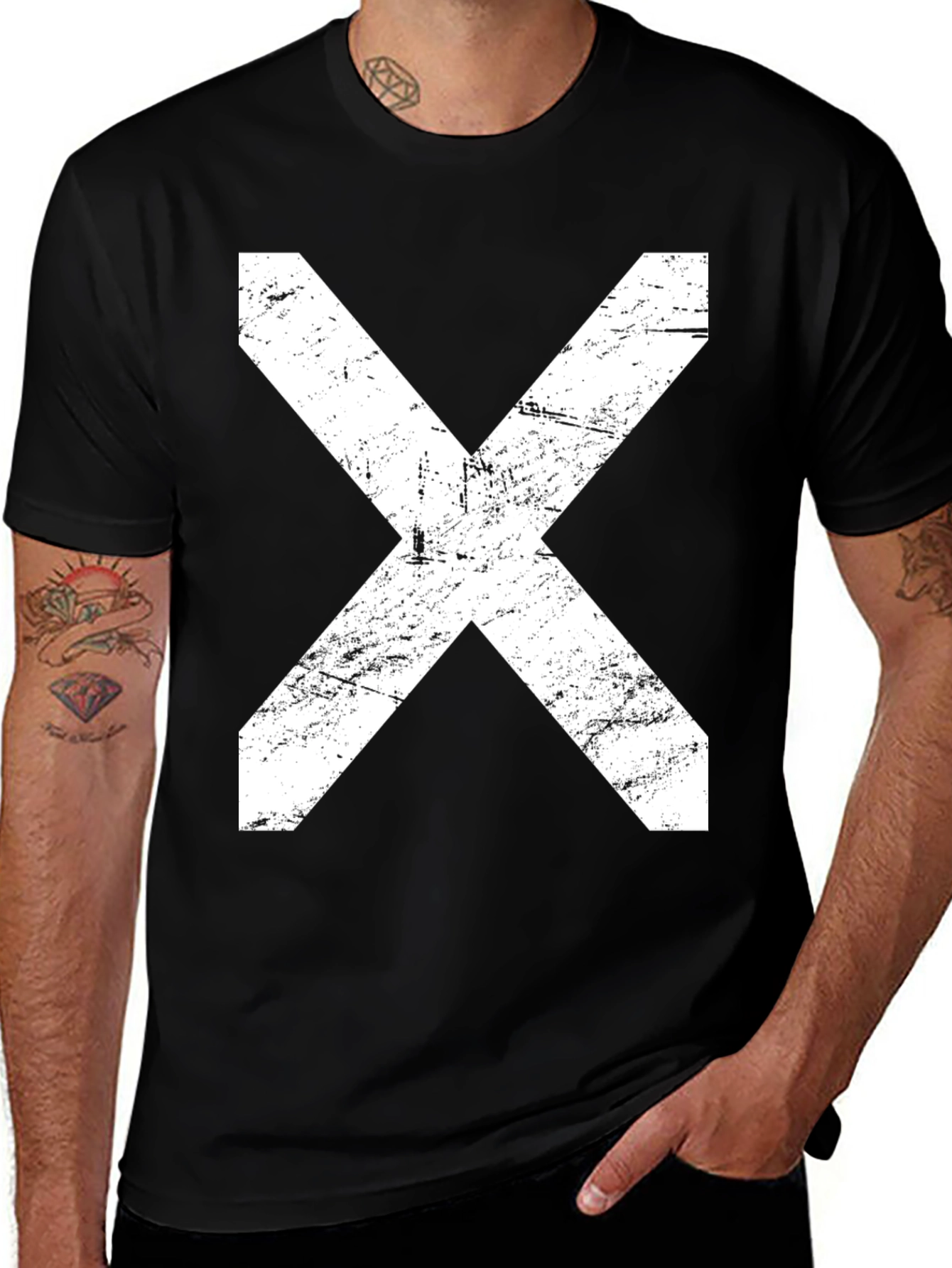 Variant 19 of Grunge X Graphic T-Shirt - Black