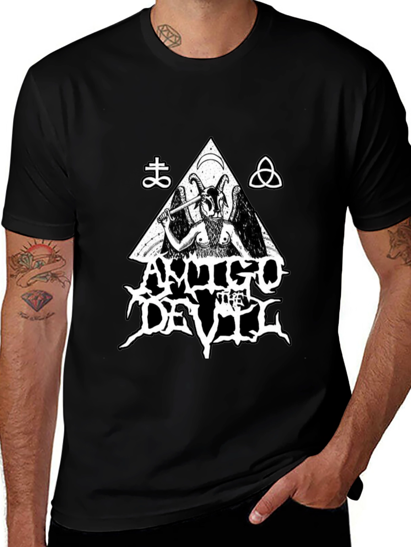 Variant 23 of Antigo Devil Graphic Print Tee - Black Cotton