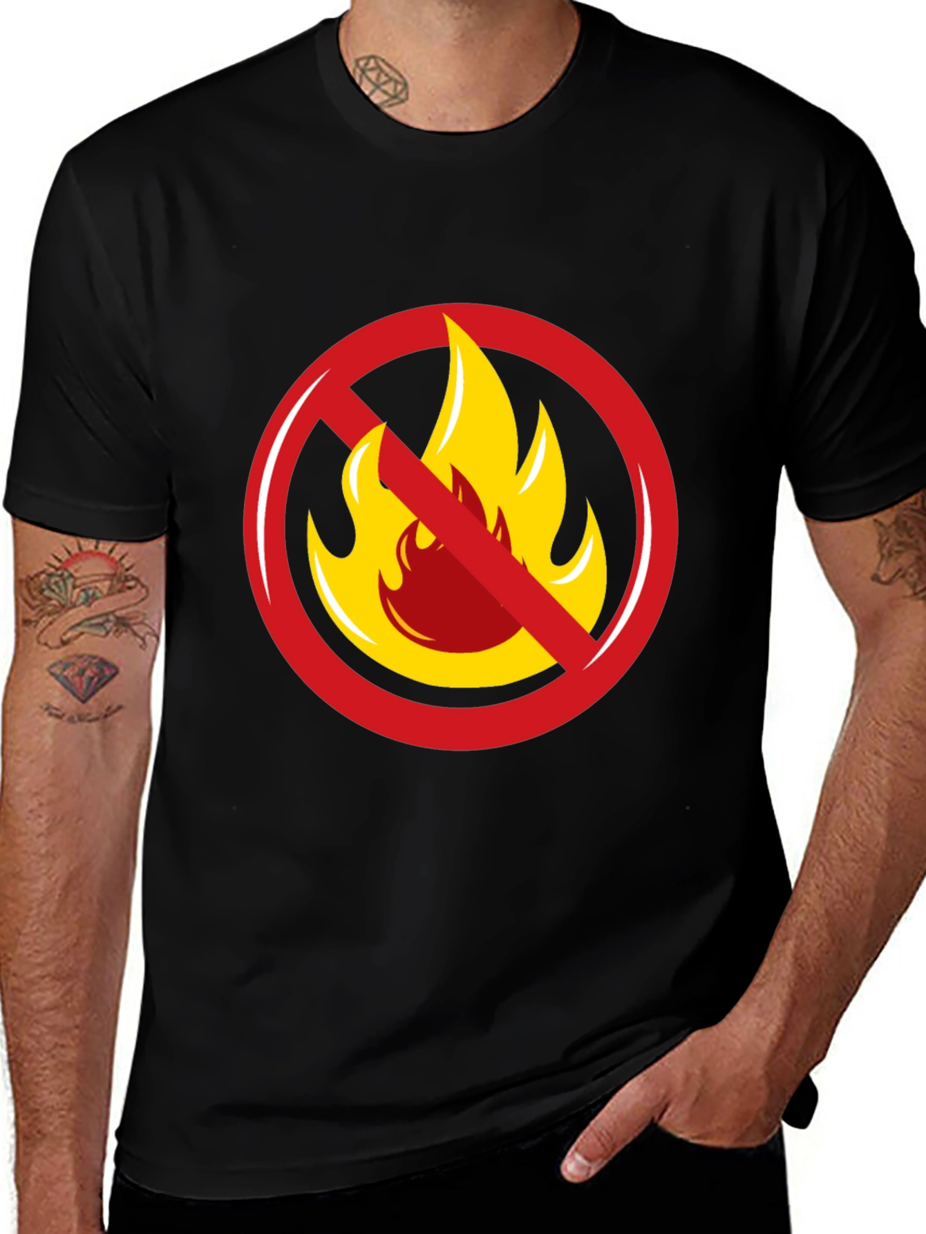 Variant 3 of No Flames Graphic Tee - Men's Black T-Shirt