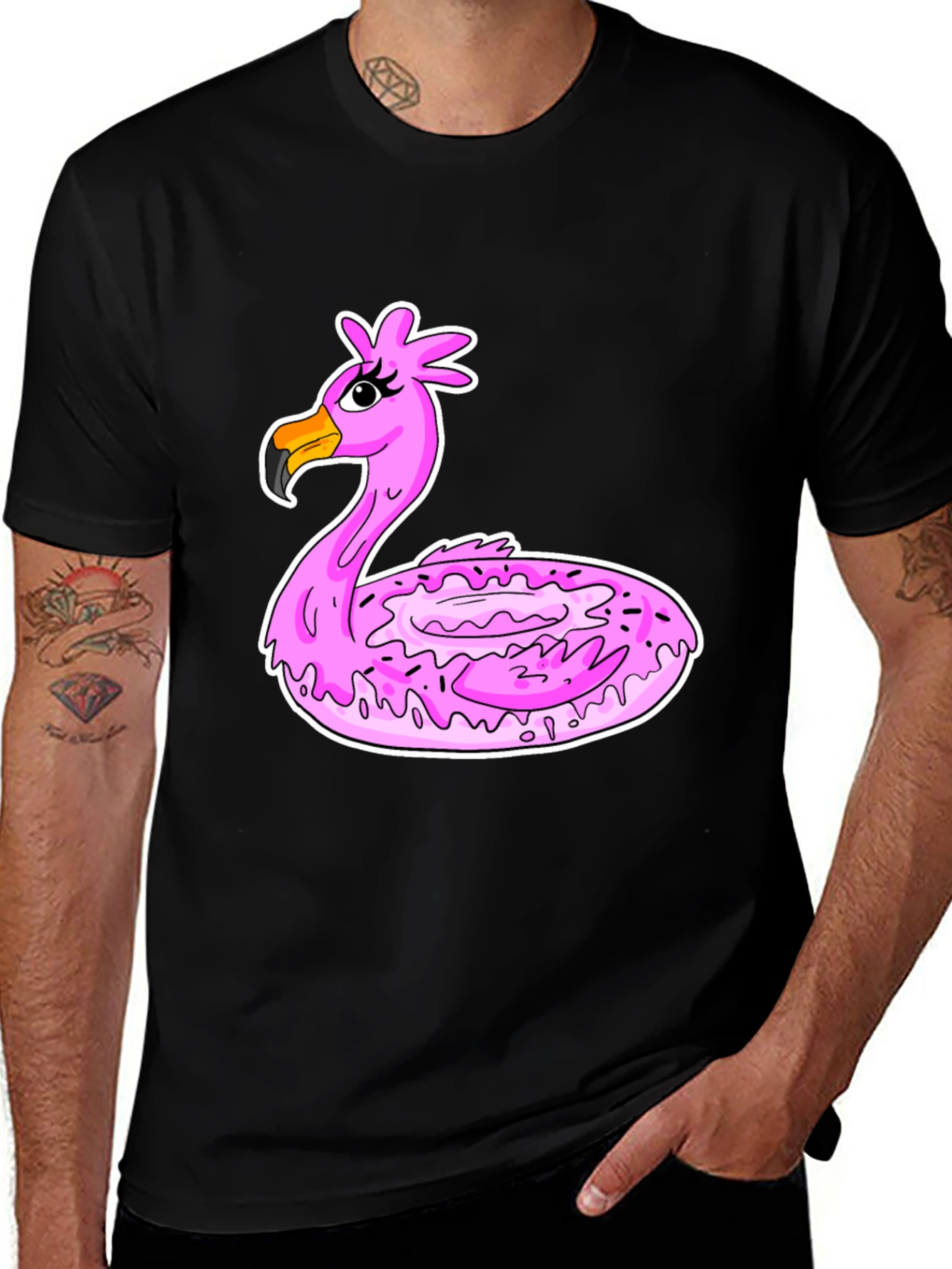 Variant 15 of Fun Pink Flamingo Donut T-Shirt