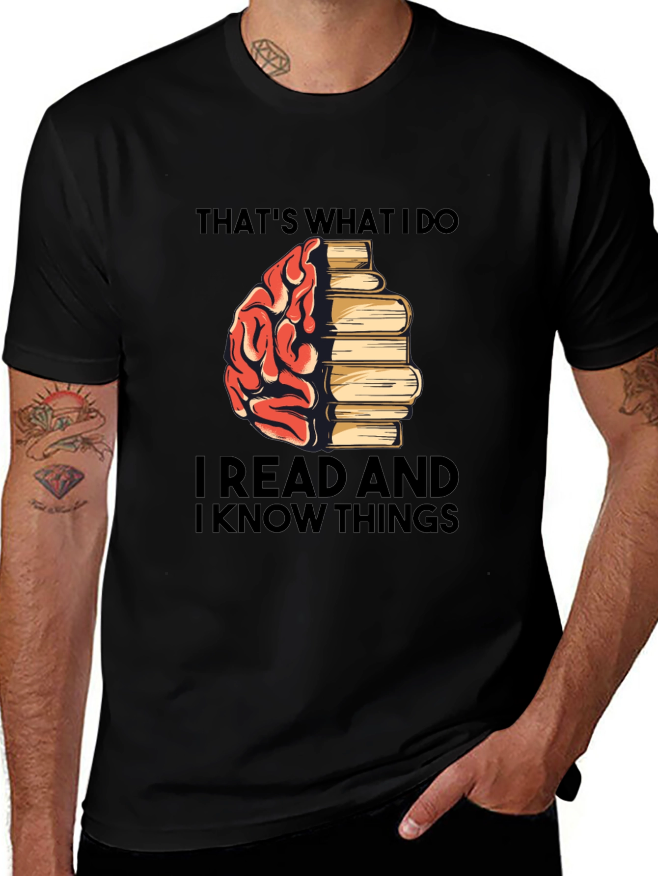 Variant 5 of I Read and Know Things Black Graphic Tee