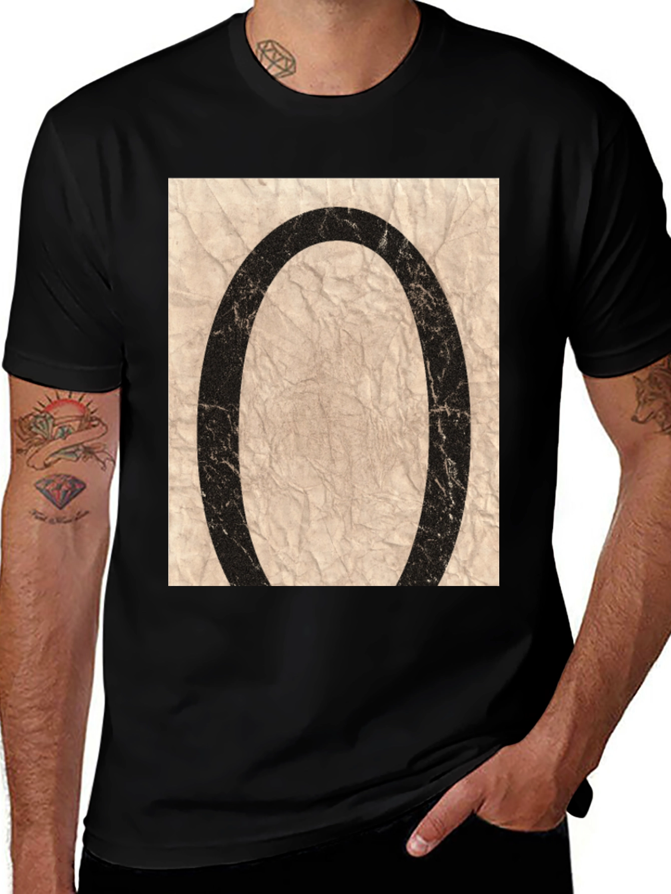 Variant 2 of Abstract Oval Graphic Print Black T-Shirt