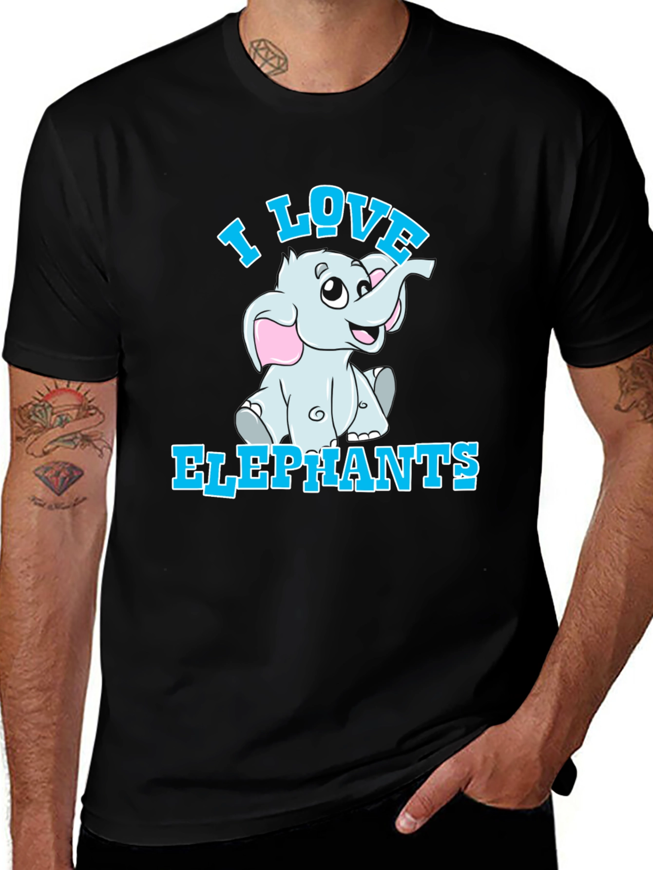 Variant 22 of I Love Elephants T-Shirt - Cute Cartoon Graphic Tee