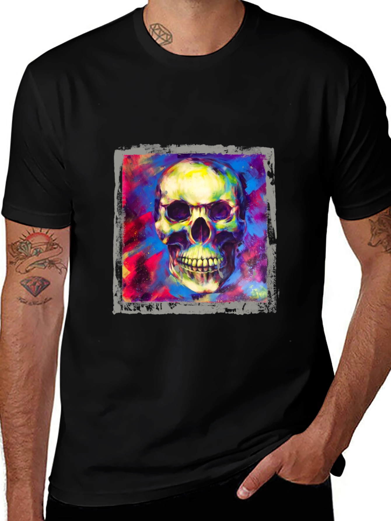 Variant 22 of Skull Art Graphic Tee - Men's Black T-Shirt