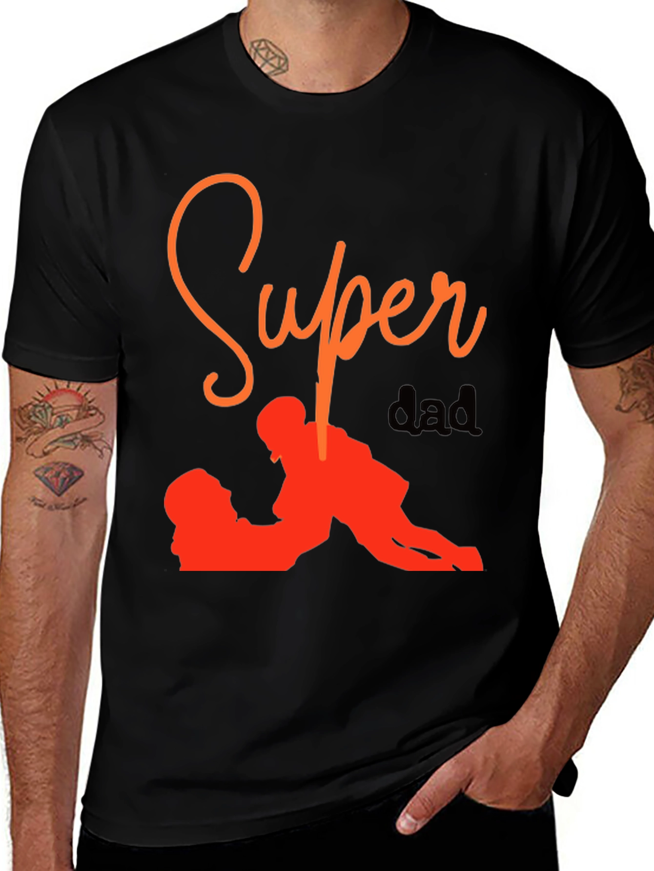 Super Dad Graphic Tee - Black Cotton T-Shirt