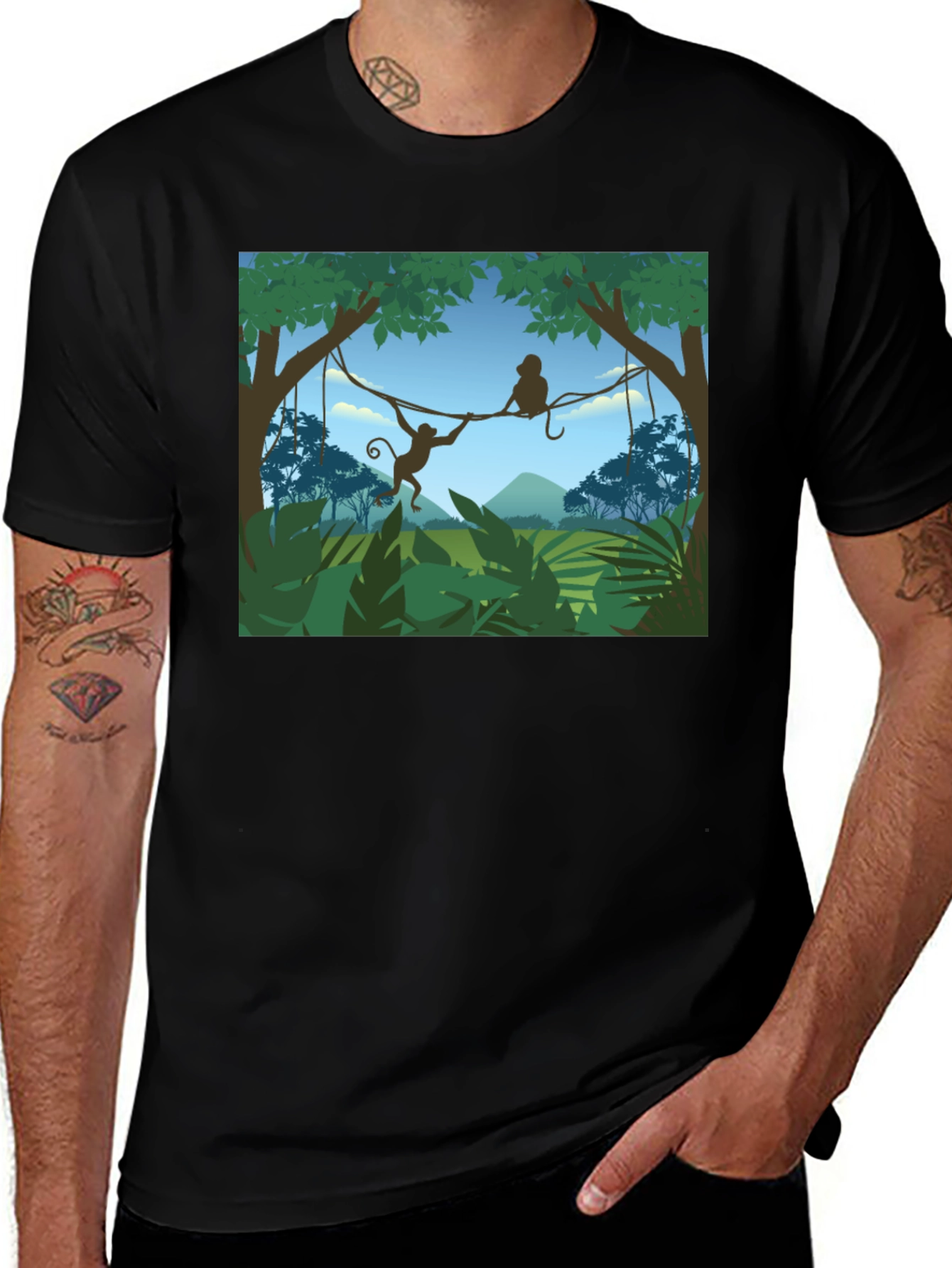 Variant 15 of Jungle Monkey Graphic T-Shirt - Black