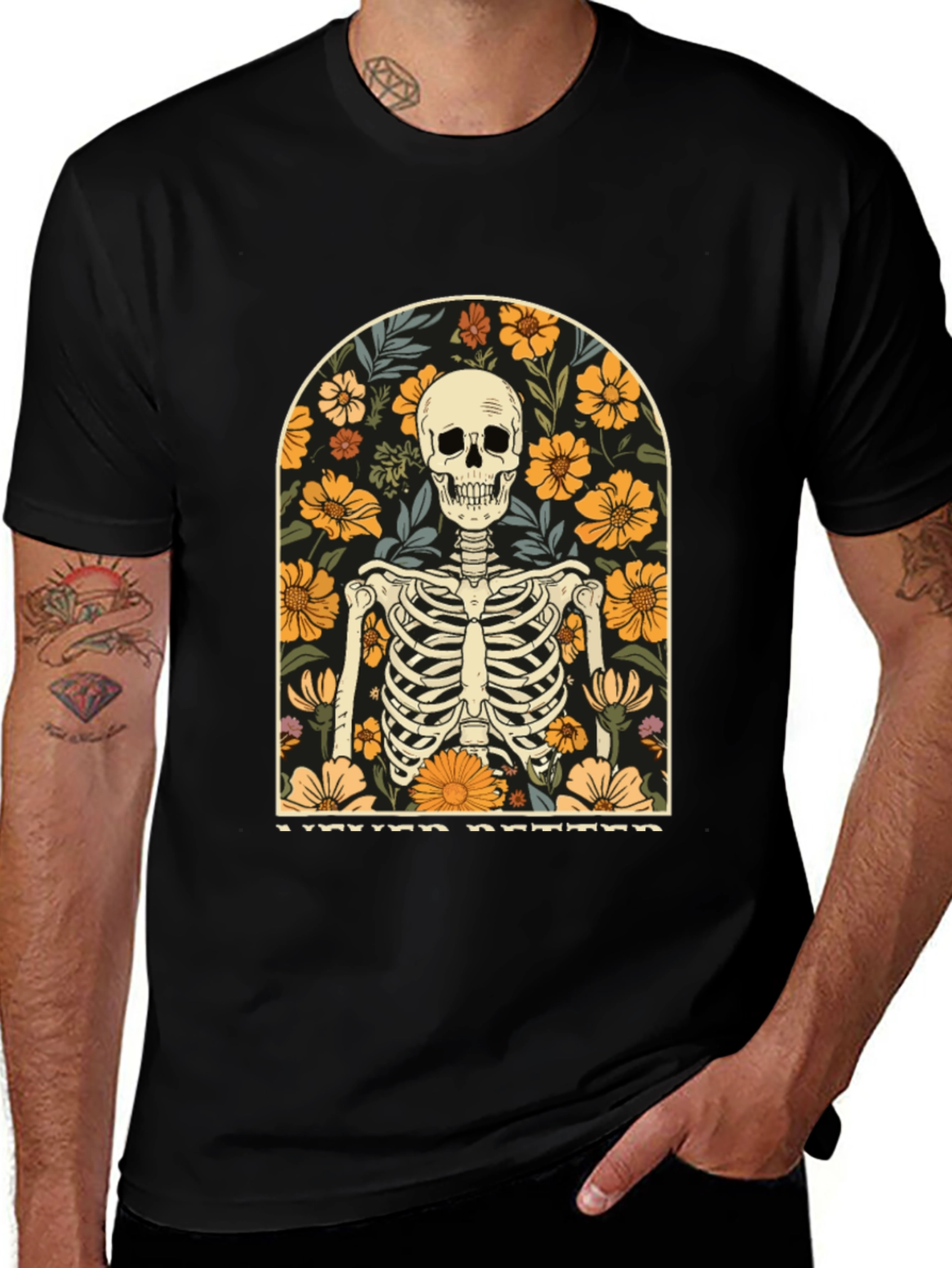 Variant 19 of Floral Skeleton Graphic Tee - Never Better T-Shirt