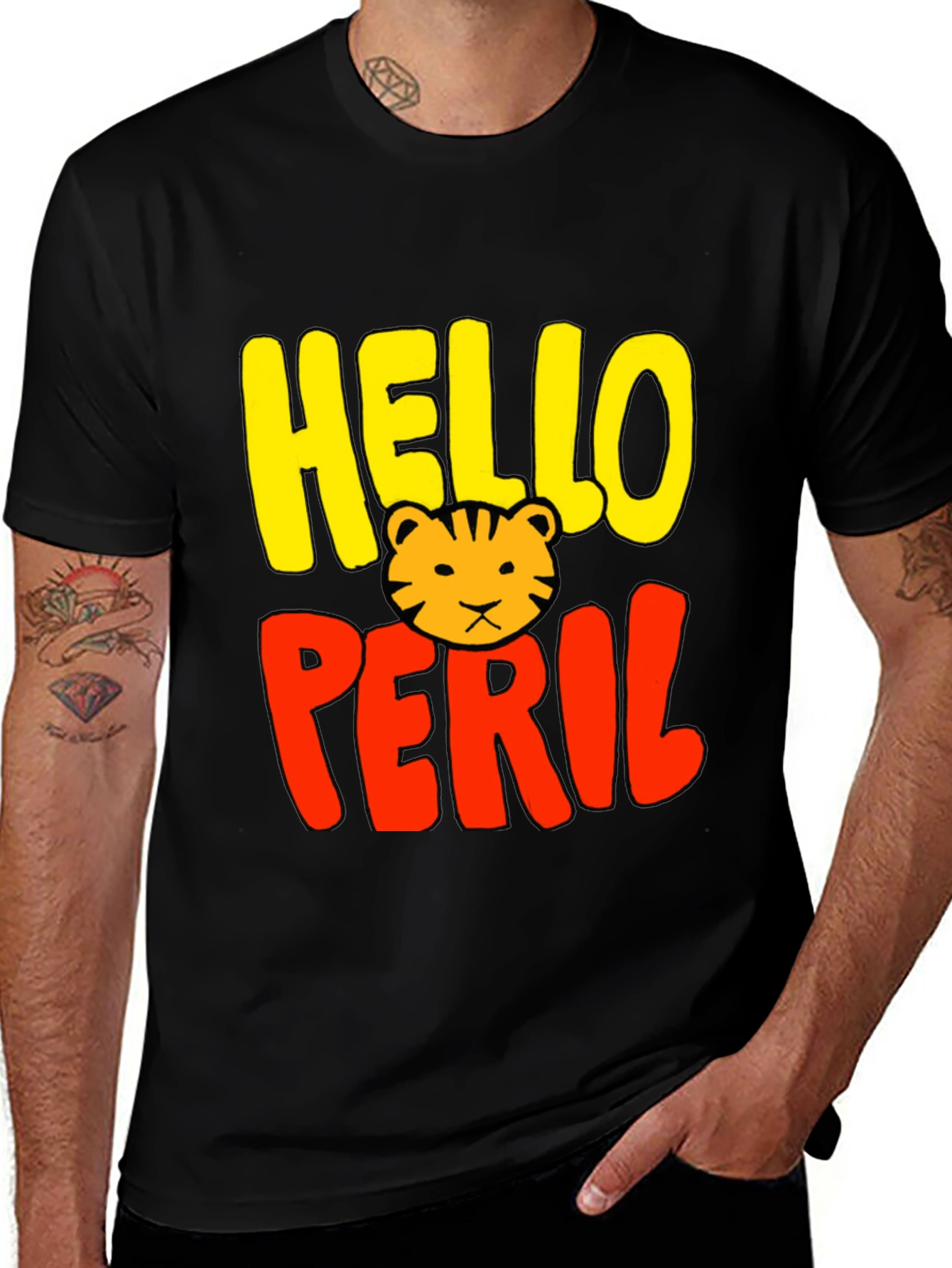 Variant 13 of Hello Peril Tiger Graphic T-Shirt - Black