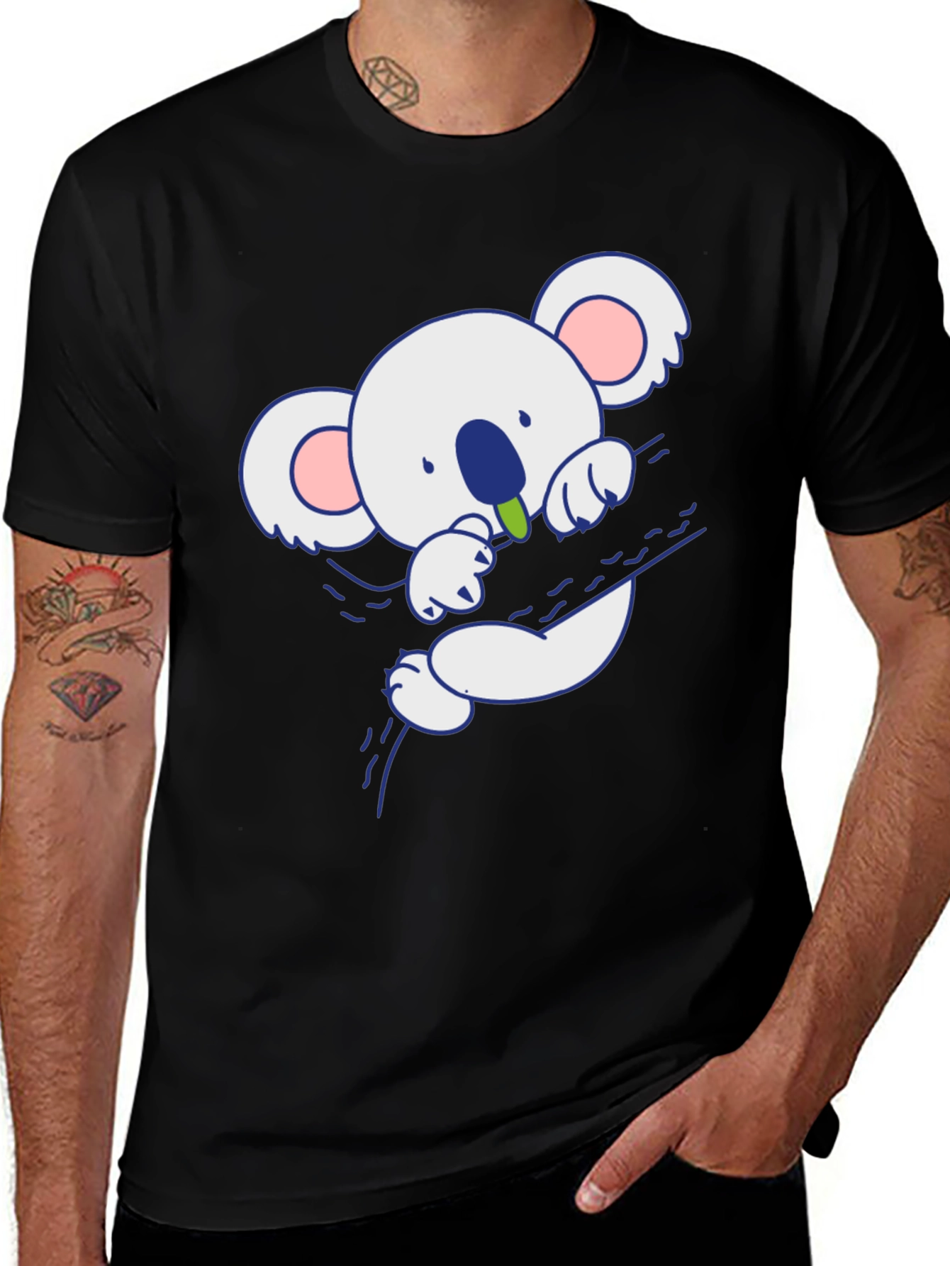 Variant 2 of Cute Koala Bear Graphic T-Shirt - Black