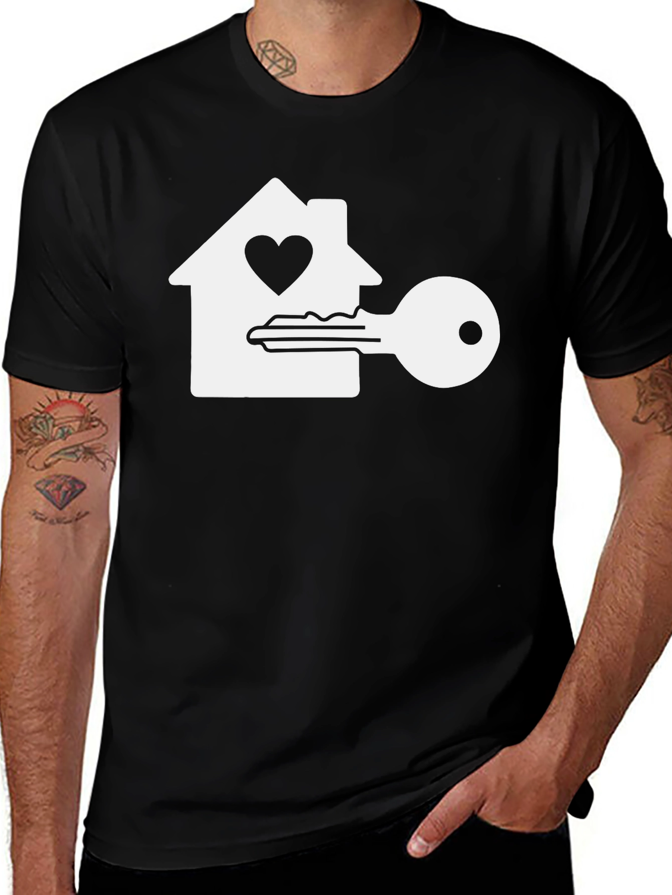 Variant 10 of Home Sweet Home Key Graphic Tee - Black