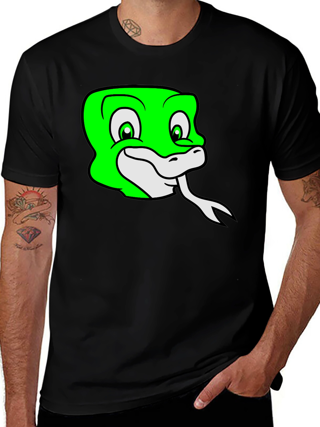 Variant 20 of Cool Snake Graphic Tee - Black Cotton T-Shirt