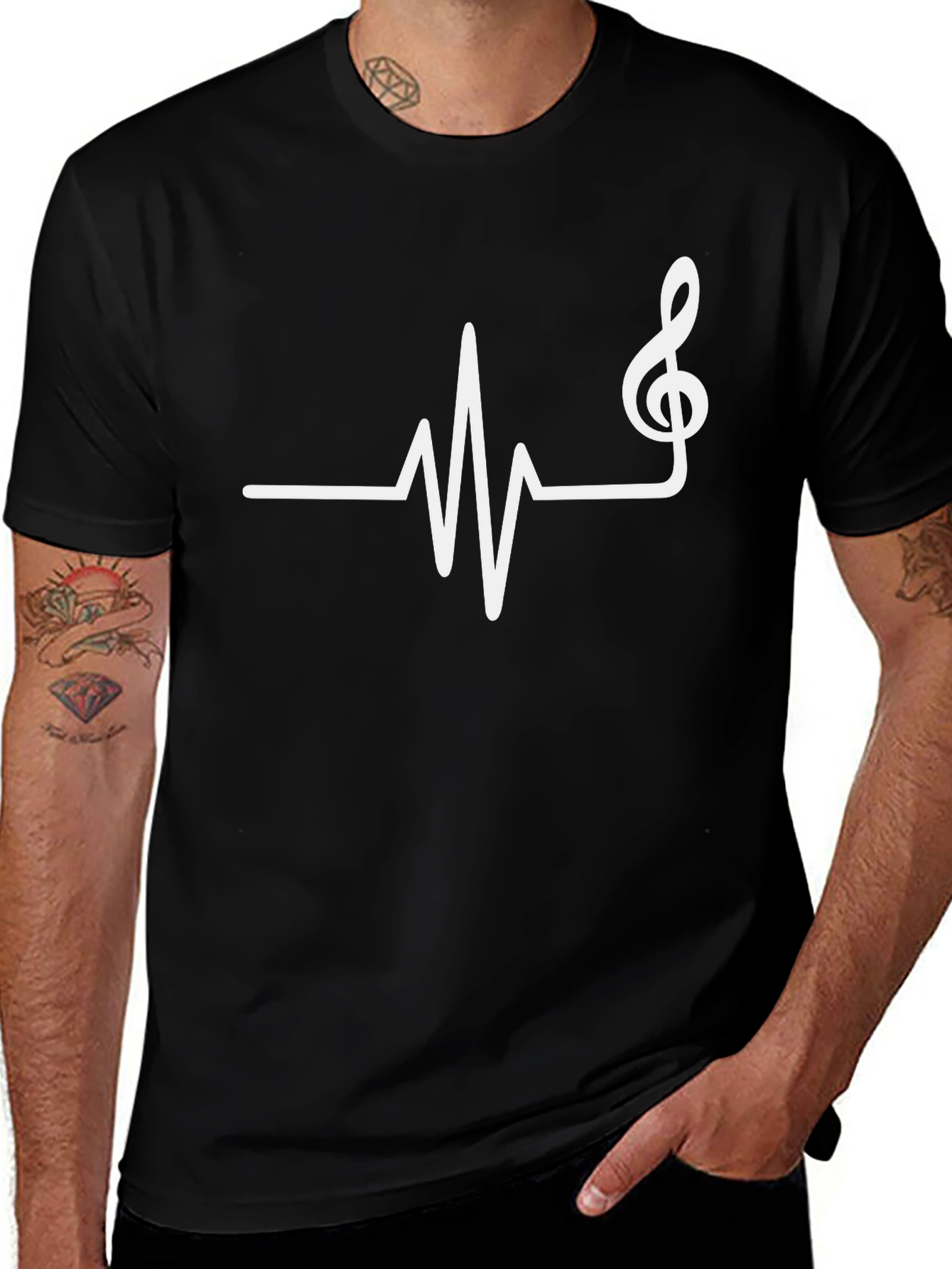 Variant 5 of Music Heartbeat T-Shirt - Black Graphic Tee