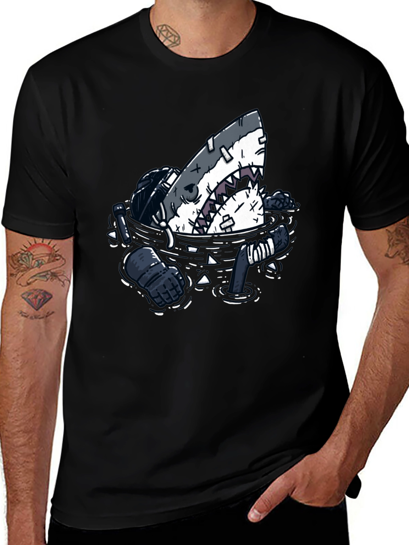 Variant 8 of Shark in Water Black Graphic T-Shirt