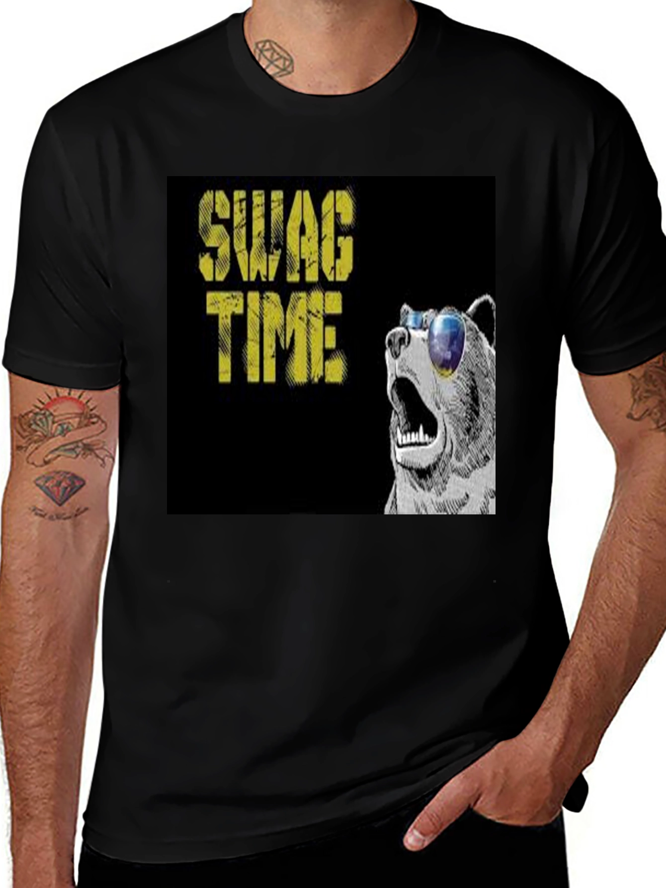 Variant 25 of Swag Time Bear T-Shirt - Cool Graphic Tee