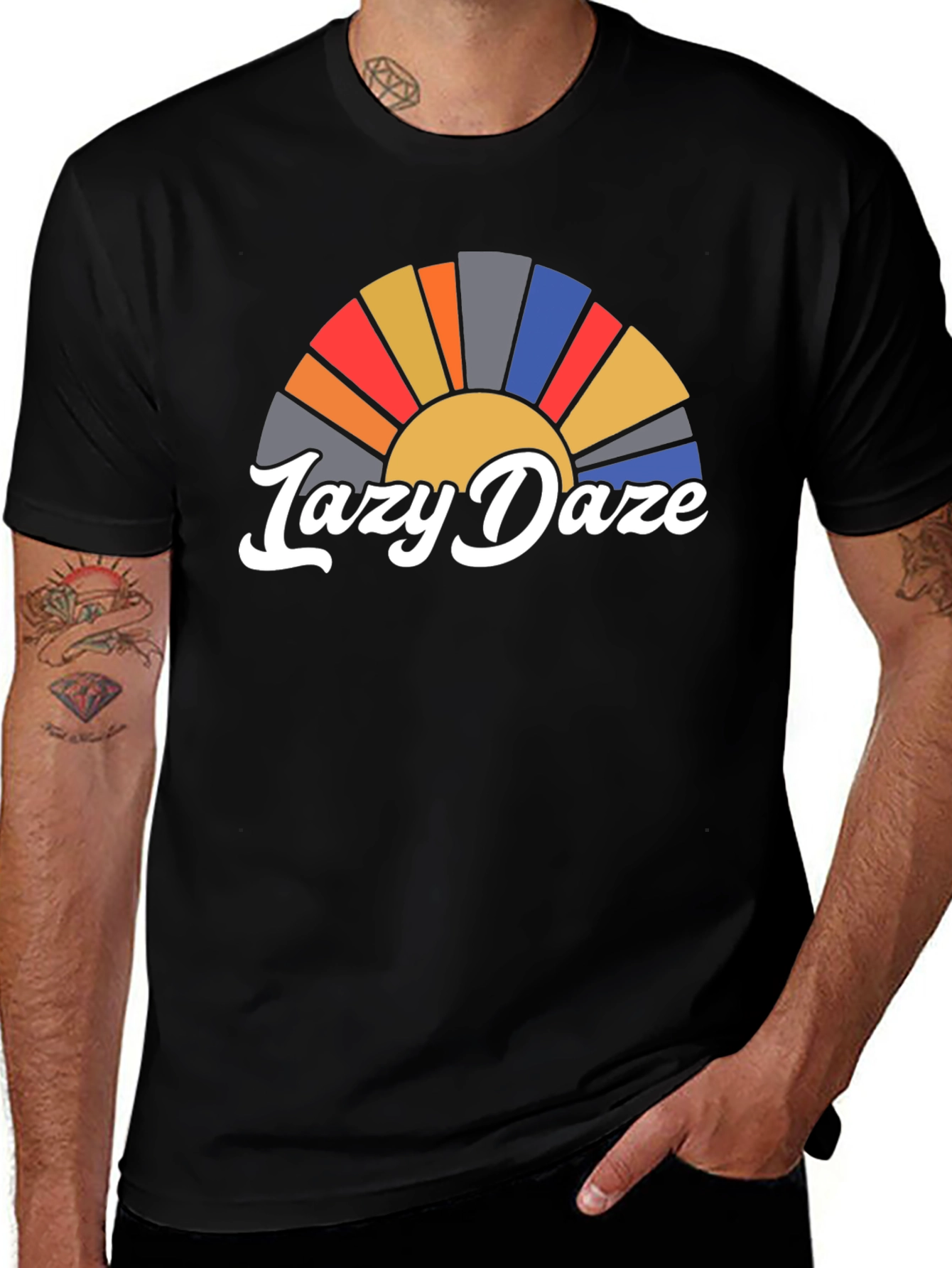 Variant 24 of Lazy Daze Graphic T-Shirt - Retro Sun Design