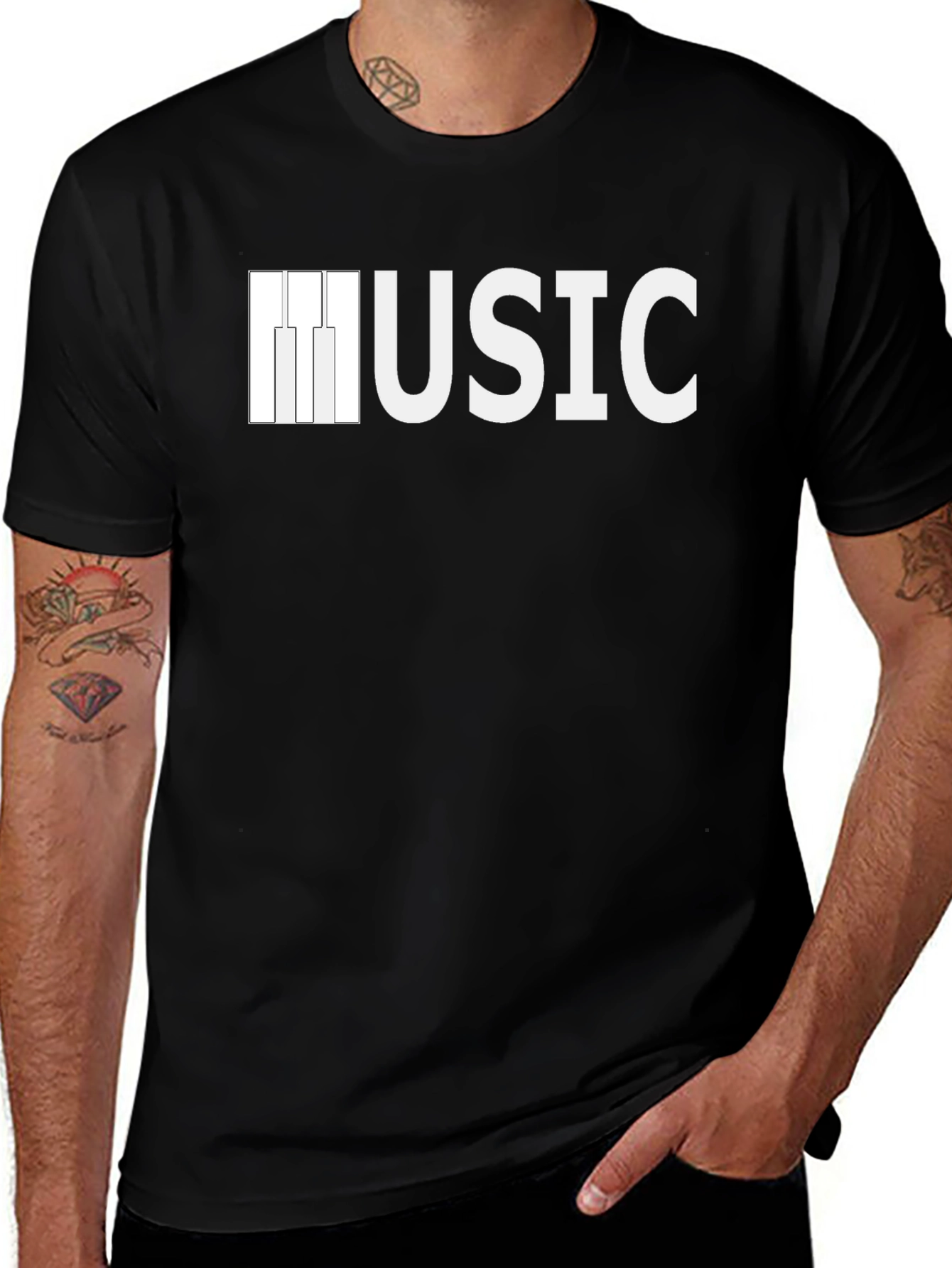 Variant 30 of Music Piano Keys Graphic Tee - Black T-Shirt