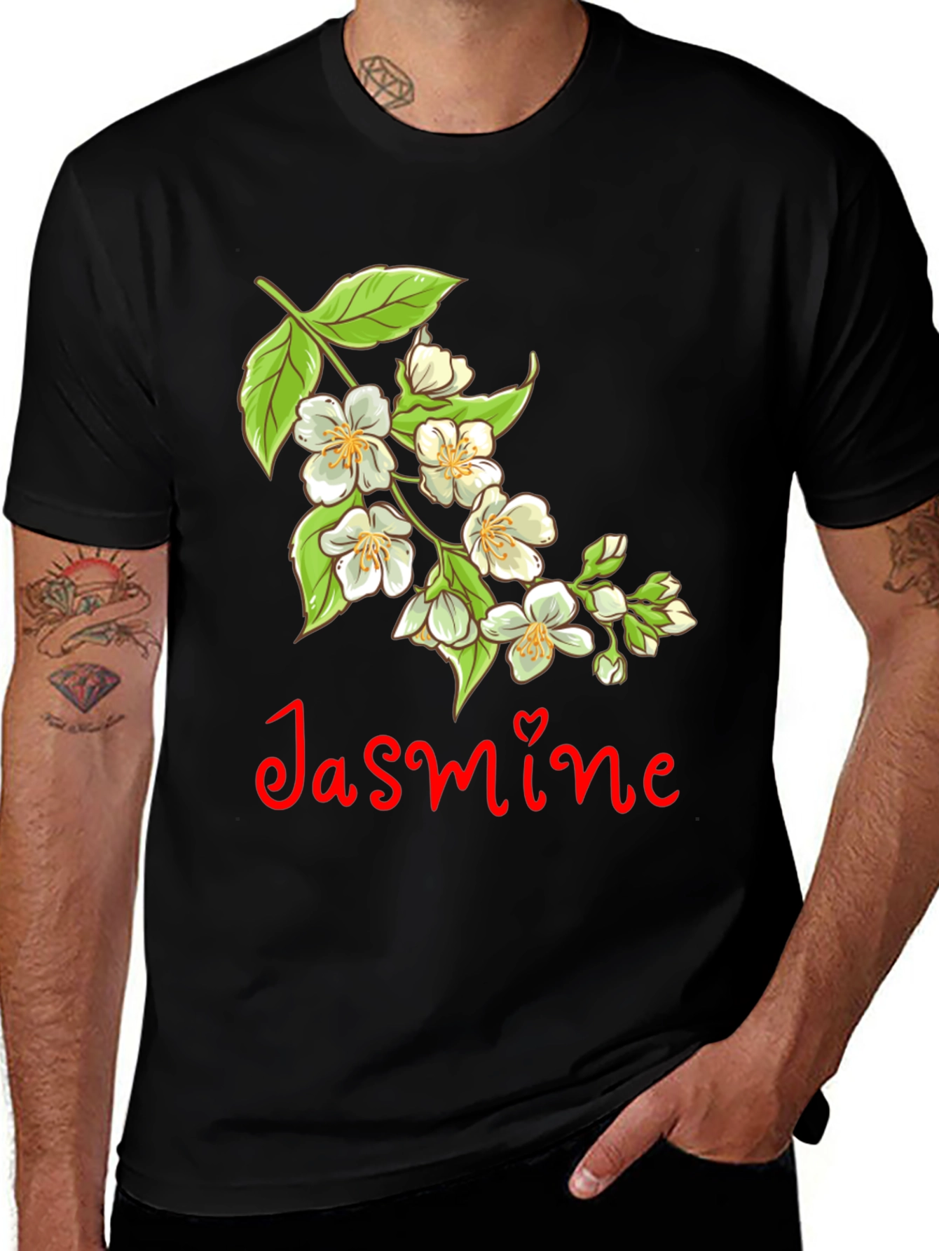 Jasmine Flower T-Shirt - Black